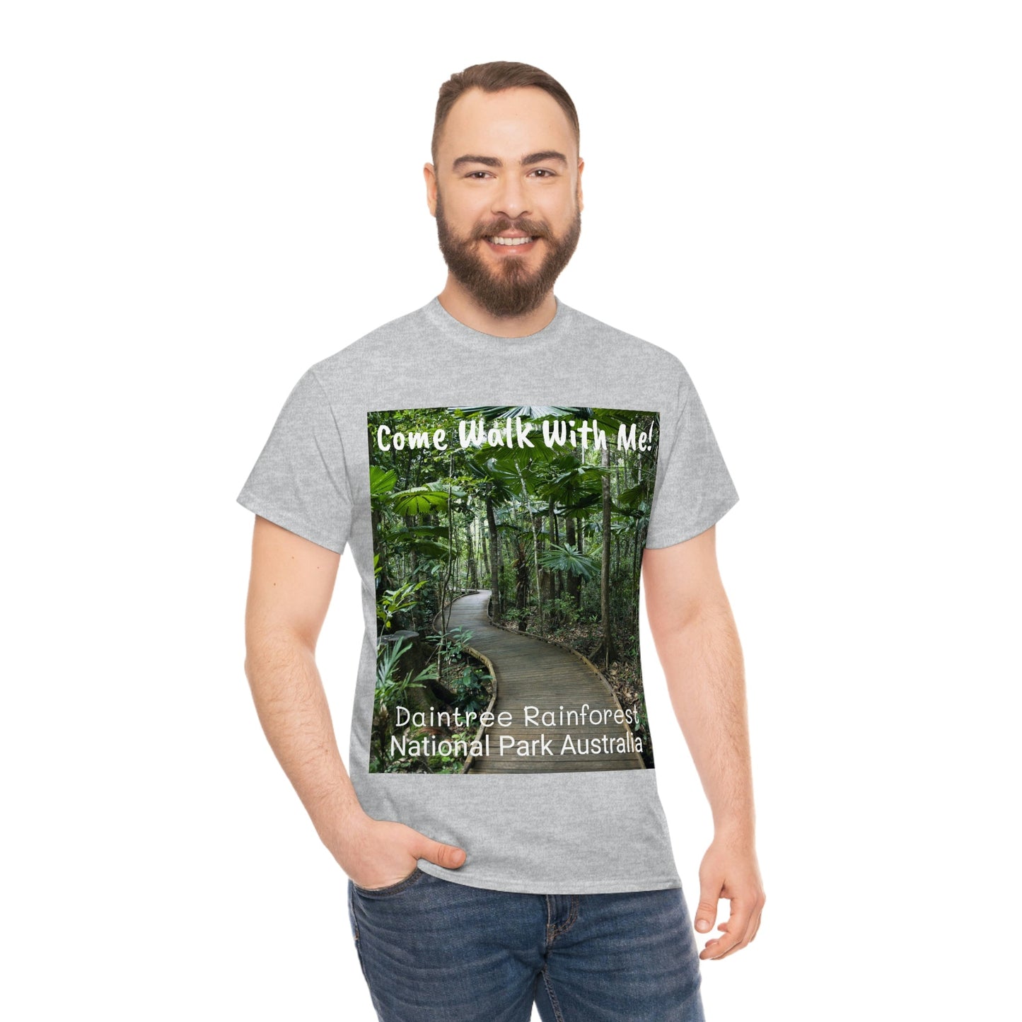 AU-PRINT UNISEX GILDAN 5000 - Heavy Cotton Tee - DAINTREE RAINFOREST National Park - Australia - Printed in AU by The Print Bar - Green Forest Home