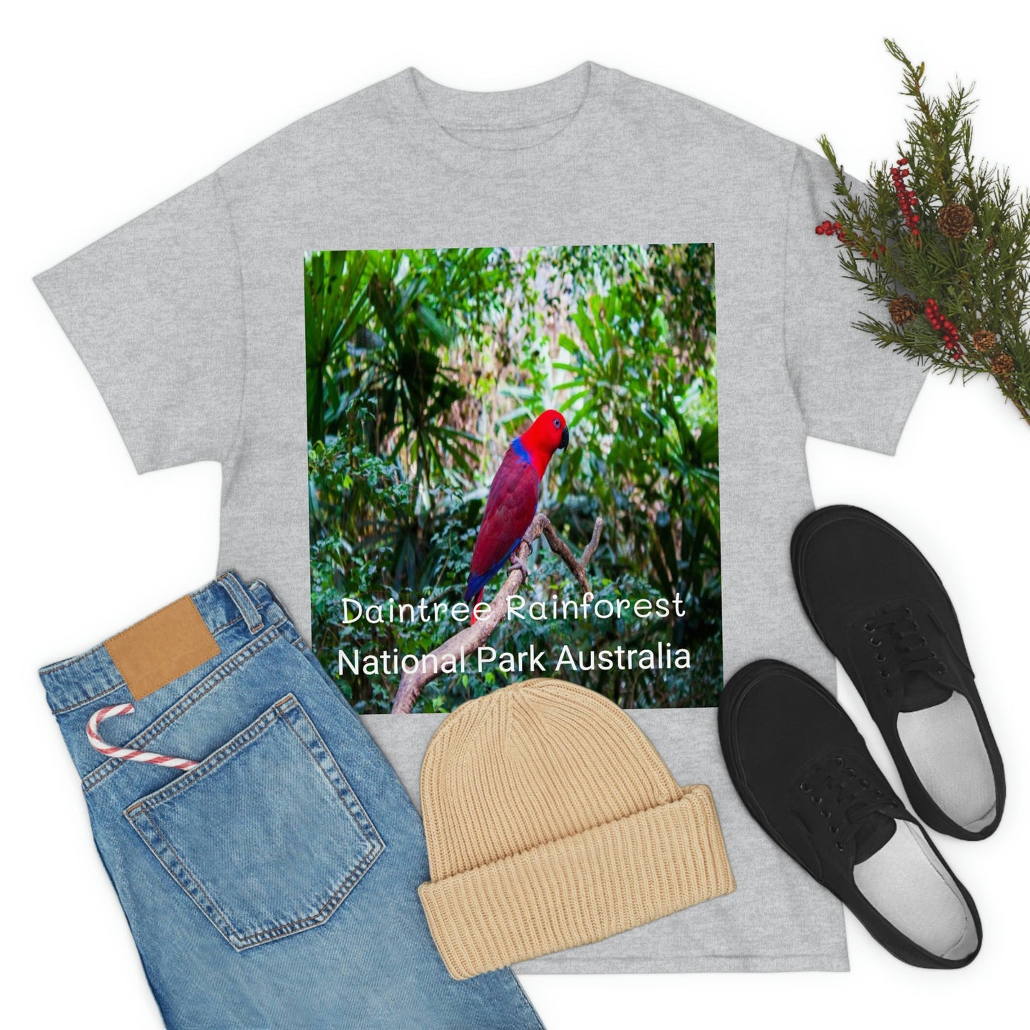 AU-PRINT UNISEX GILDAN 5000 - Heavy Cotton Tee - DAINTREE RAINFOREST National Park - Australia - Printed in AU by The Print Bar - Green Forest Home