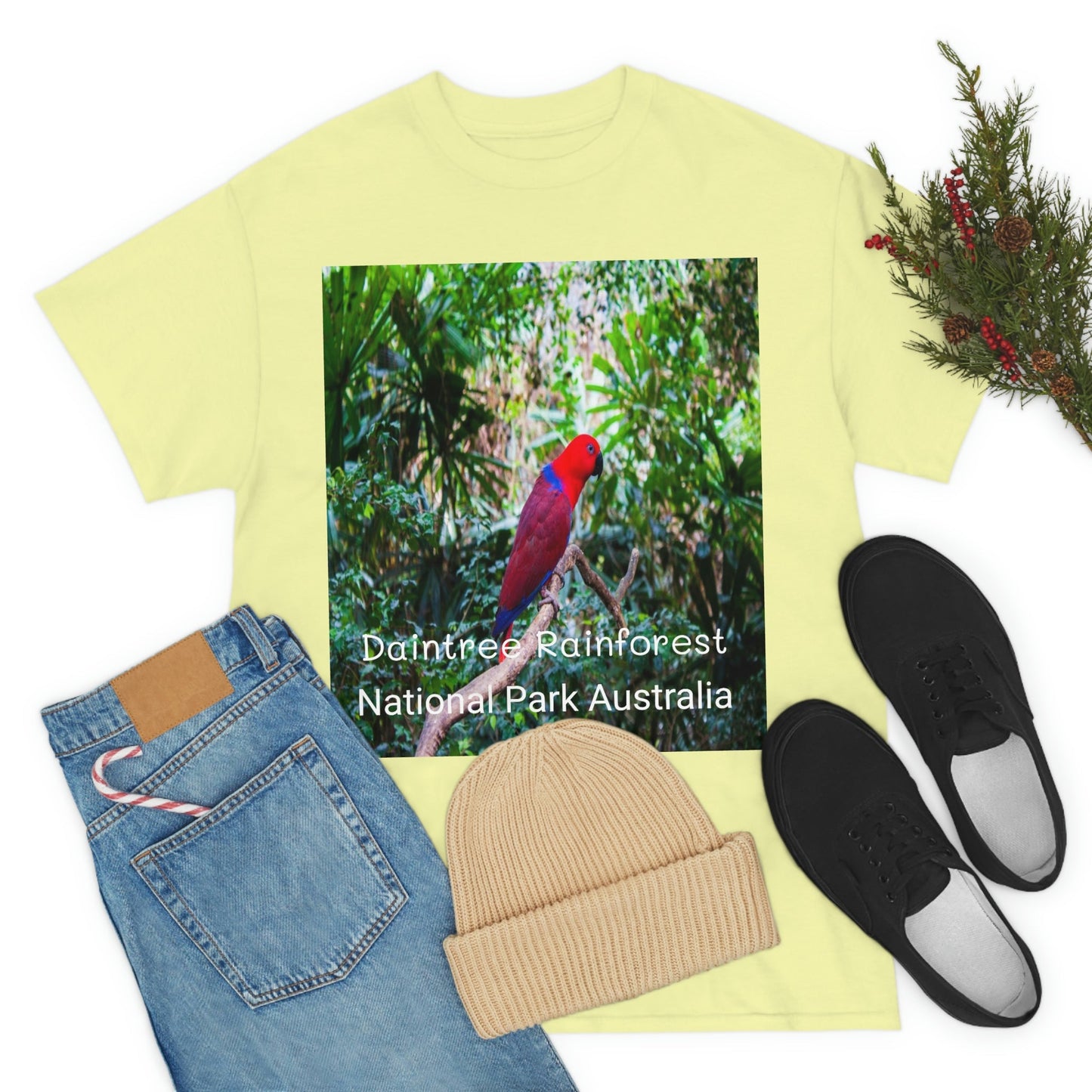 AU-PRINT UNISEX GILDAN 5000 - Heavy Cotton Tee - DAINTREE RAINFOREST National Park - Australia - Printed in AU by The Print Bar - Green Forest Home