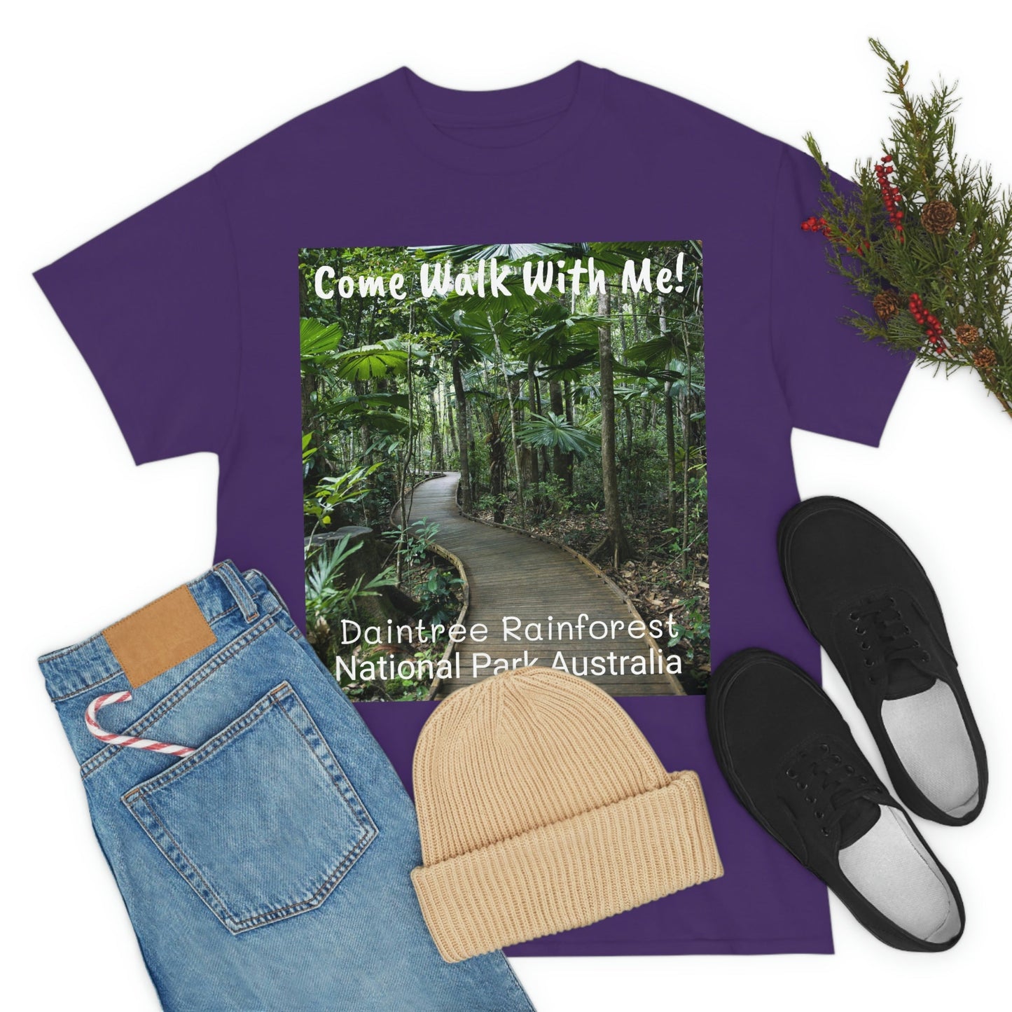 AU-PRINT UNISEX GILDAN 5000 - Heavy Cotton Tee - DAINTREE RAINFOREST National Park - Australia - Printed in AU by The Print Bar - Green Forest Home