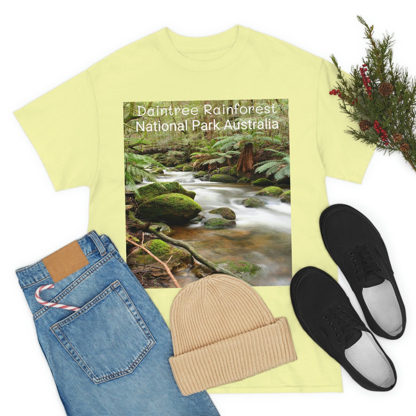 AU-PRINT UNISEX GILDAN 5000 - Heavy Cotton Tee - DAINTREE RAINFOREST National Park - Australia - Printed in AU by The Print Bar - Green Forest Home