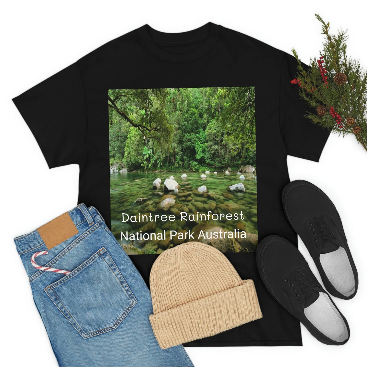 AU-PRINT UNISEX GILDAN 5000 - Heavy Cotton Tee - DAINTREE RAINFOREST National Park - Australia - Printed in AU by The Print Bar - Green Forest Home