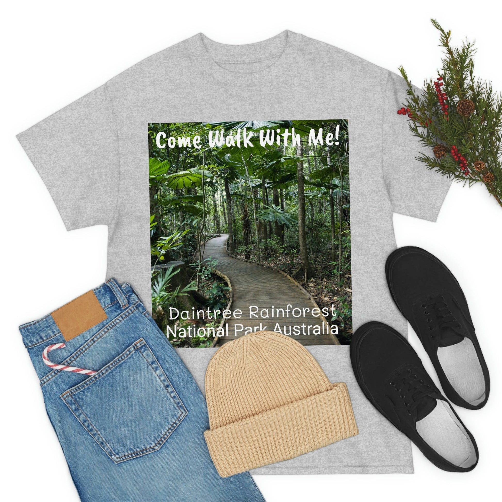 AU-PRINT UNISEX GILDAN 5000 - Heavy Cotton Tee - DAINTREE RAINFOREST National Park - Australia - Printed in AU by The Print Bar - Green Forest Home