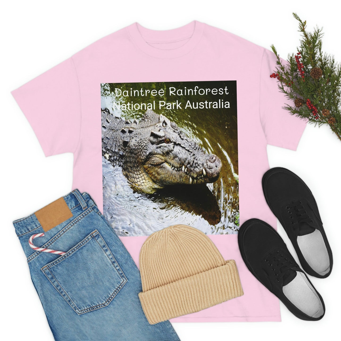 AU-PRINT UNISEX GILDAN 5000 - Heavy Cotton Tee - DAINTREE RAINFOREST National-Park - Australia - Printed in AU by The Print Bar - Green Forest Home