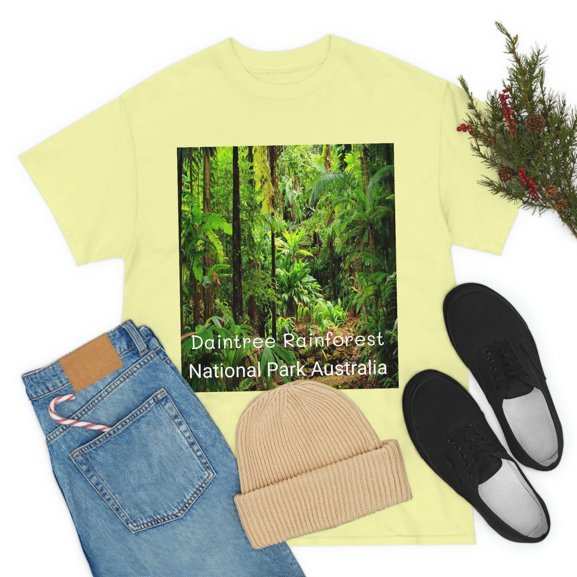 AU-PRINT UNISEX GILDAN 5000 - Heavy Cotton Tee - DAINTREE RAINFOREST National Park - Australia - Printed in AU by The Print Bar - Green Forest Home