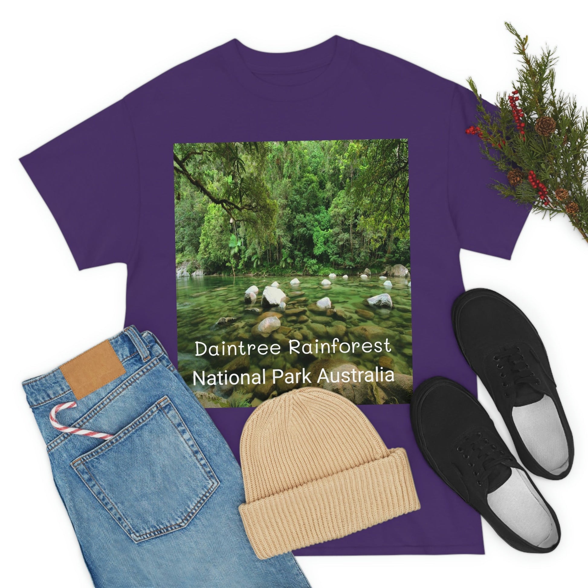 AU-PRINT UNISEX GILDAN 5000 - Heavy Cotton Tee - DAINTREE RAINFOREST National Park - Australia - Printed in AU by The Print Bar - Green Forest Home