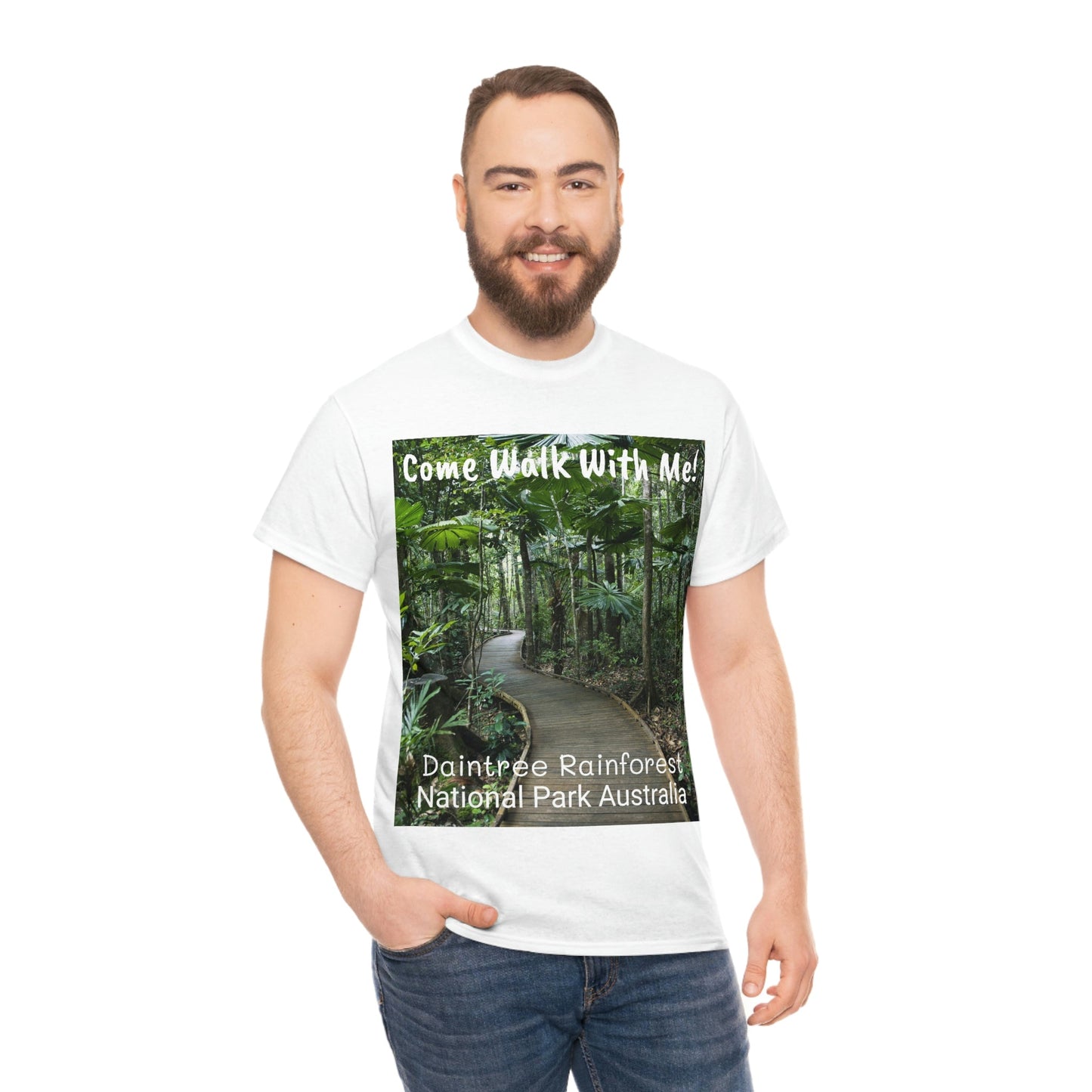 AU-PRINT UNISEX GILDAN 5000 - Heavy Cotton Tee - DAINTREE RAINFOREST National Park - Australia - Printed in AU by The Print Bar - Green Forest Home