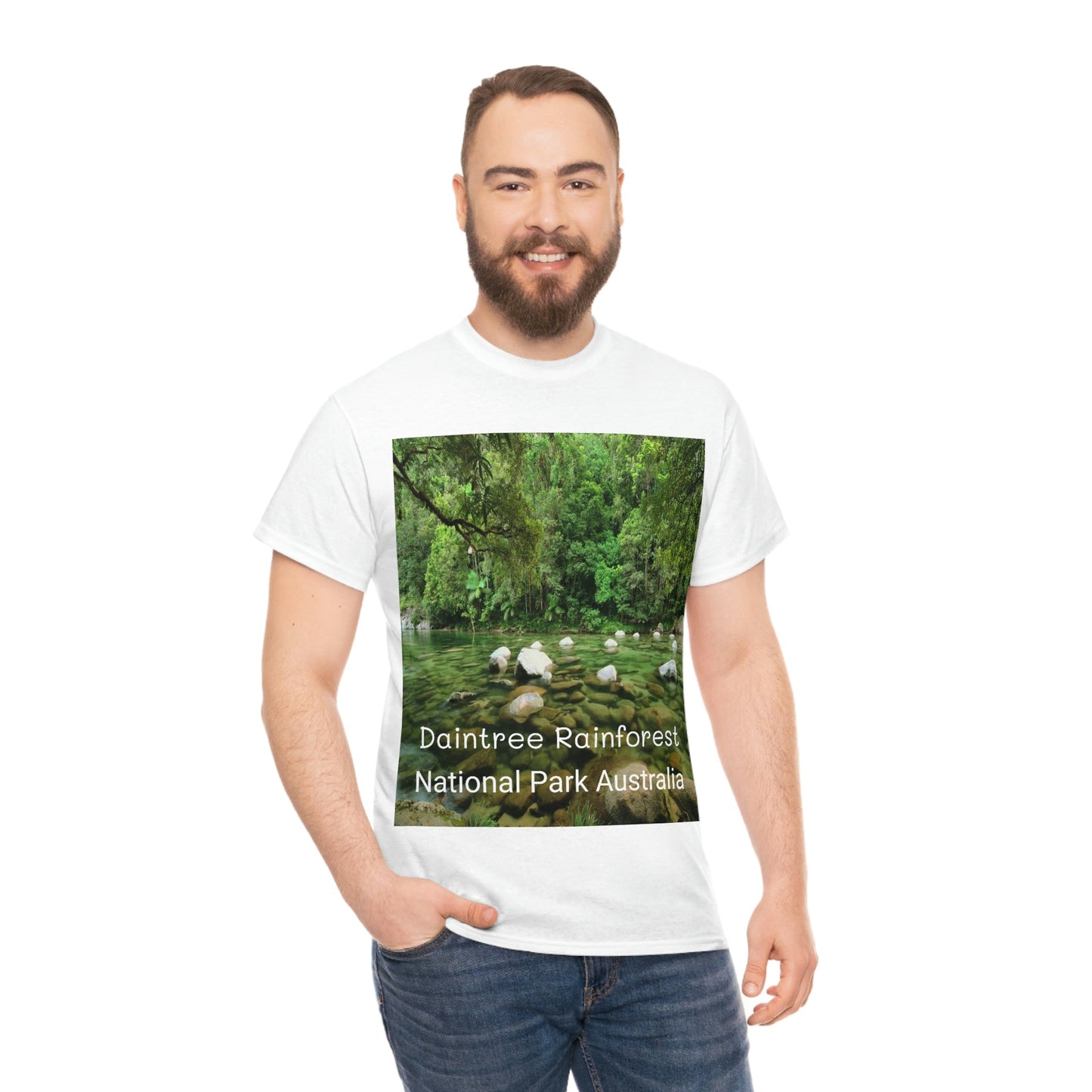 AU-PRINT UNISEX GILDAN 5000 - Heavy Cotton Tee - DAINTREE RAINFOREST National Park - Australia - Printed in AU by The Print Bar - Green Forest Home