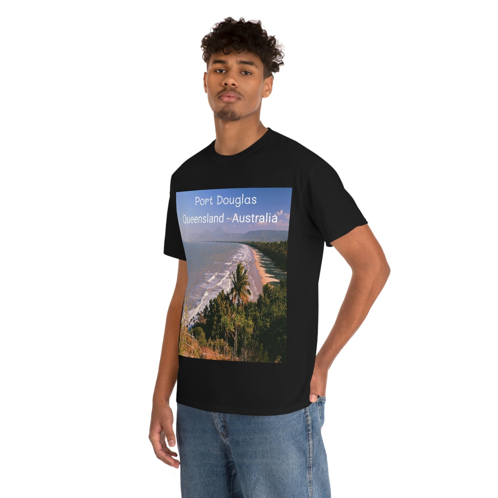 AU-PRINT UNISEX GILDAN 5000 - Heavy Cotton Tee - Douglas Port 4-mile Beach - Australia - Printed in AU by The Print Bar - Green Forest Home