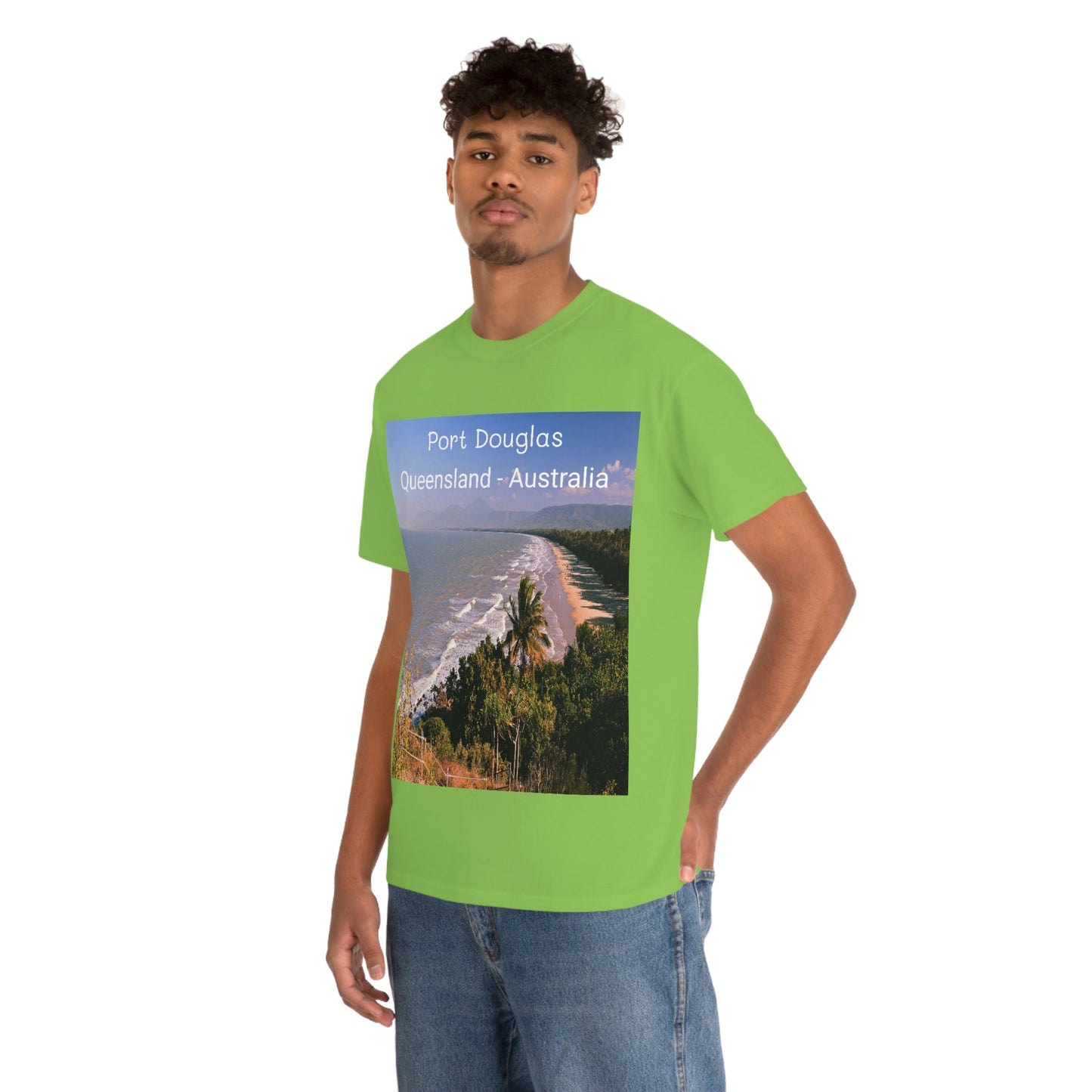 AU-PRINT UNISEX GILDAN 5000 - Heavy Cotton Tee - Douglas Port 4-mile Beach - Australia - Printed in AU by The Print Bar - Green Forest Home