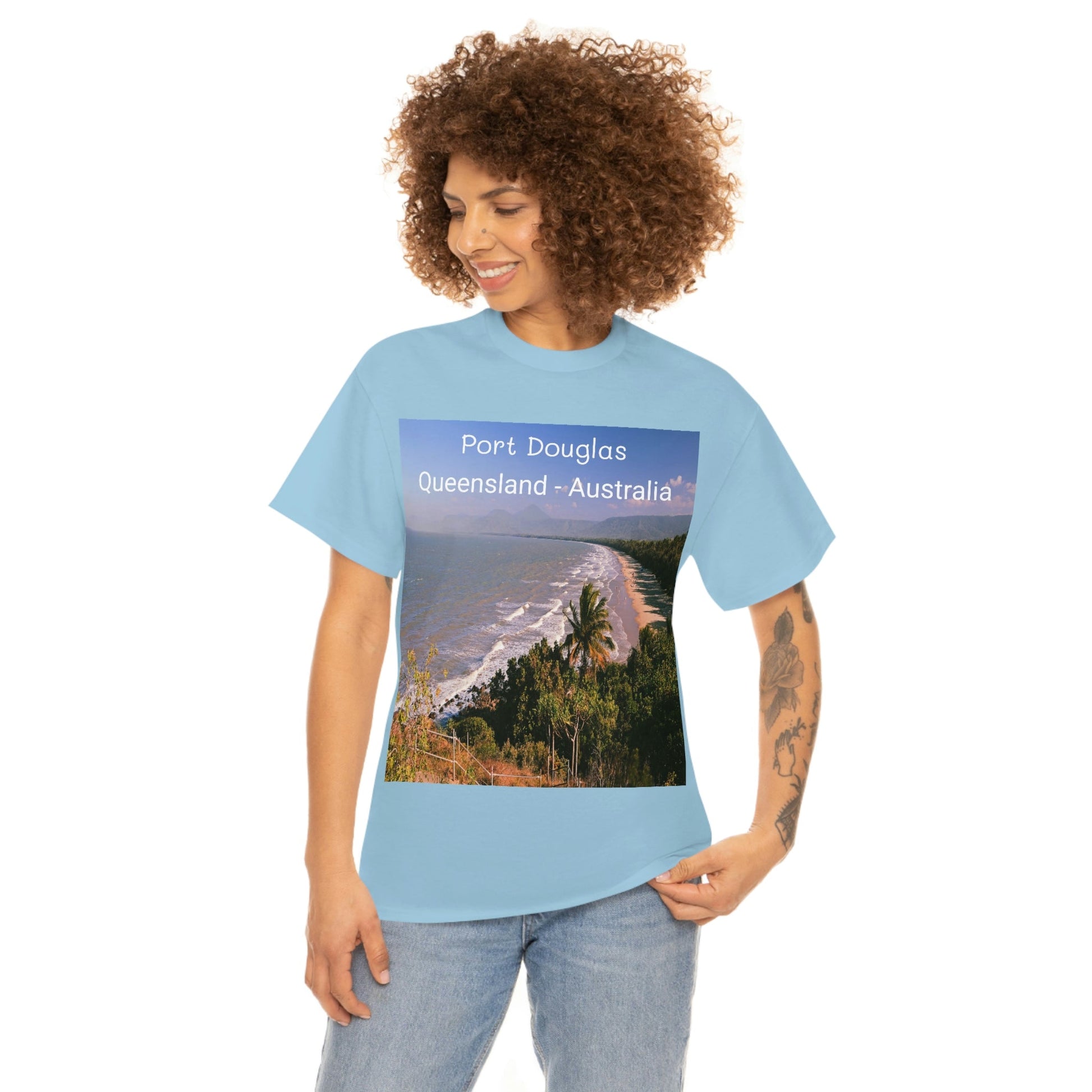 AU-PRINT UNISEX GILDAN 5000 - Heavy Cotton Tee - Douglas Port 4-mile Beach - Australia - Printed in AU by The Print Bar - Green Forest Home