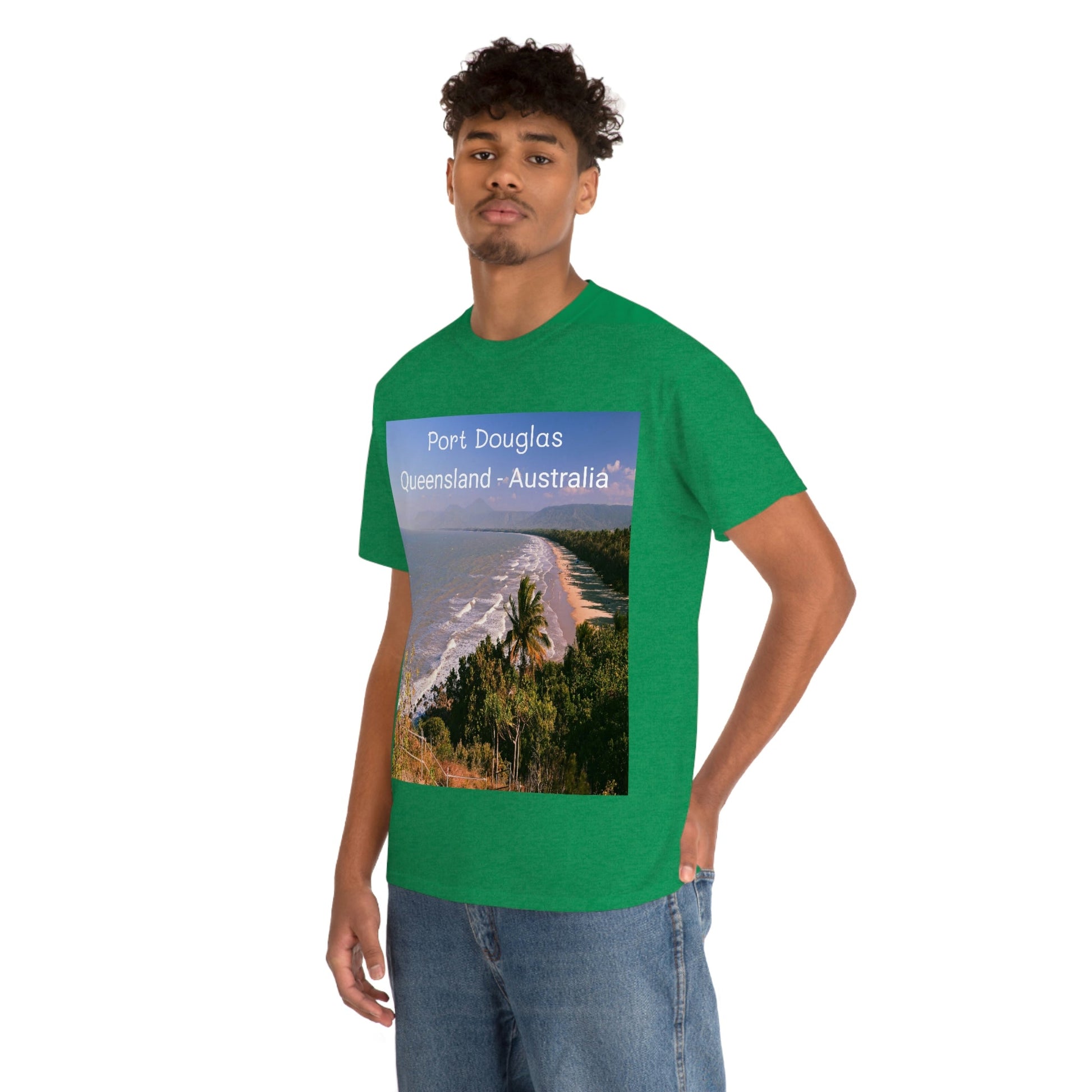 AU-PRINT UNISEX GILDAN 5000 - Heavy Cotton Tee - Douglas Port 4-mile Beach - Australia - Printed in AU by The Print Bar - Green Forest Home