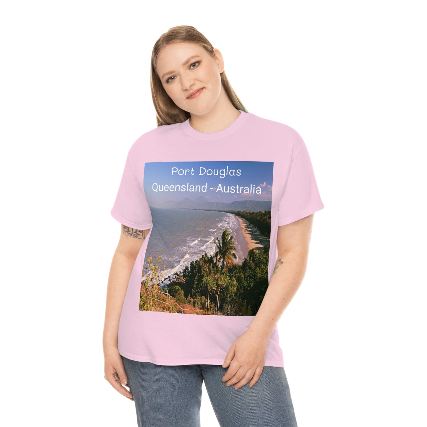 AU-PRINT UNISEX GILDAN 5000 - Heavy Cotton Tee - Douglas Port 4-mile Beach - Australia - Printed in AU by The Print Bar - Green Forest Home