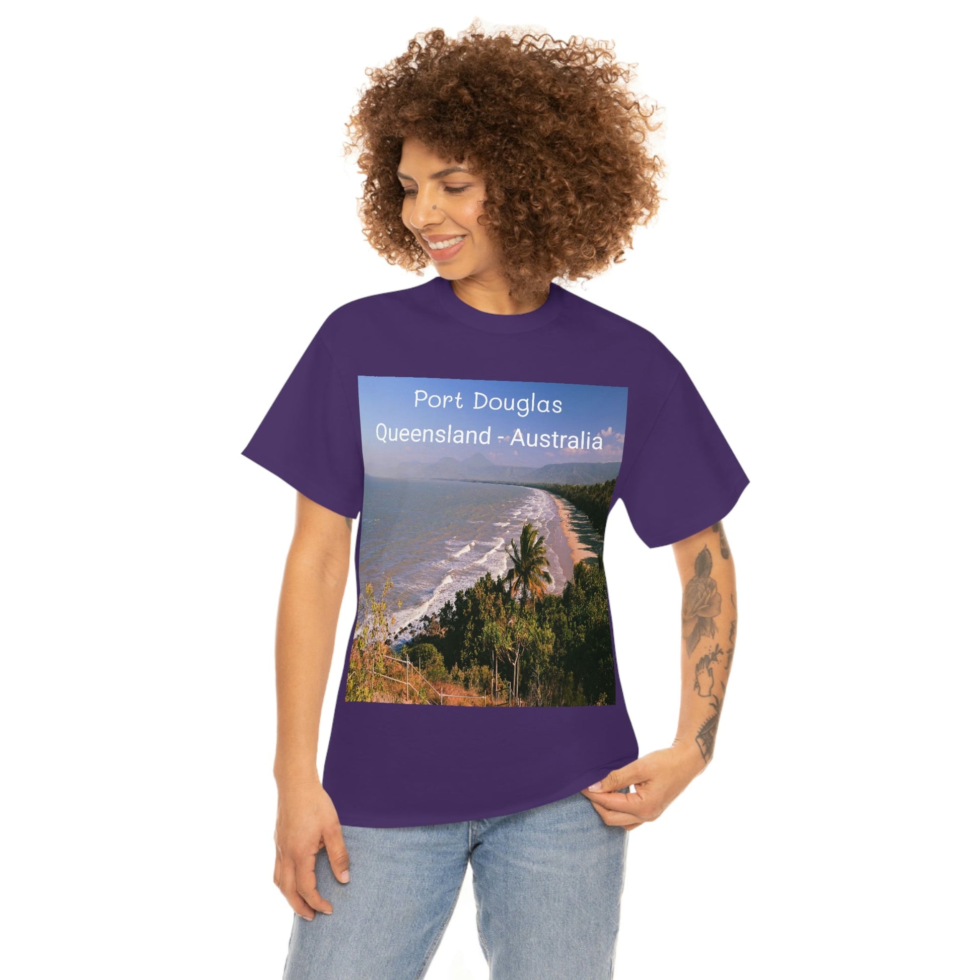 AU-PRINT UNISEX GILDAN 5000 - Heavy Cotton Tee - Douglas Port 4-mile Beach - Australia - Printed in AU by The Print Bar - Green Forest Home