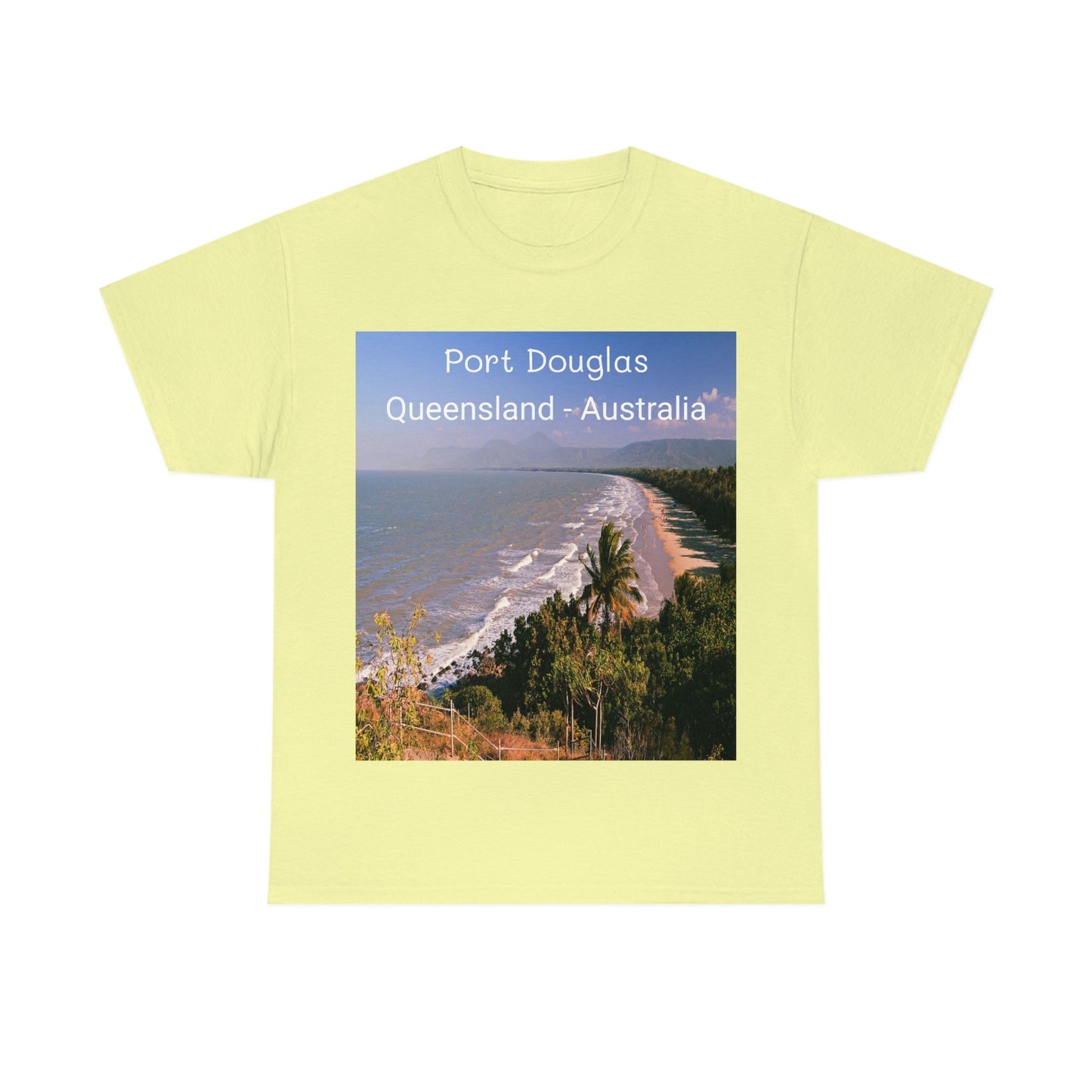 AU-PRINT UNISEX GILDAN 5000 - Heavy Cotton Tee - Douglas Port 4-mile Beach - Australia - Printed in AU by The Print Bar - Green Forest Home