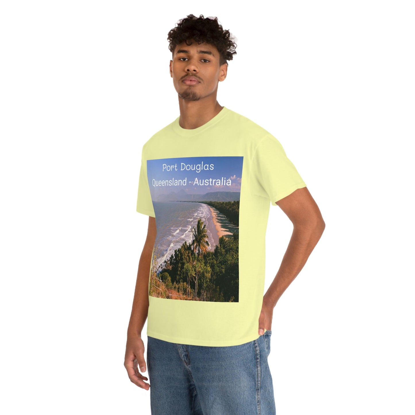 AU-PRINT UNISEX GILDAN 5000 - Heavy Cotton Tee - Douglas Port 4-mile Beach - Australia - Printed in AU by The Print Bar - Green Forest Home