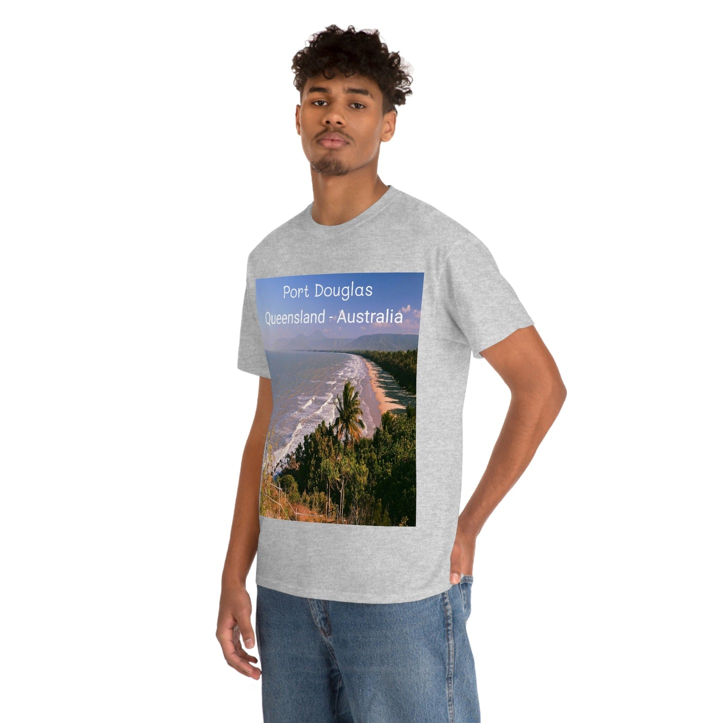 AU-PRINT UNISEX GILDAN 5000 - Heavy Cotton Tee - Douglas Port 4-mile Beach - Australia - Printed in AU by The Print Bar - Green Forest Home