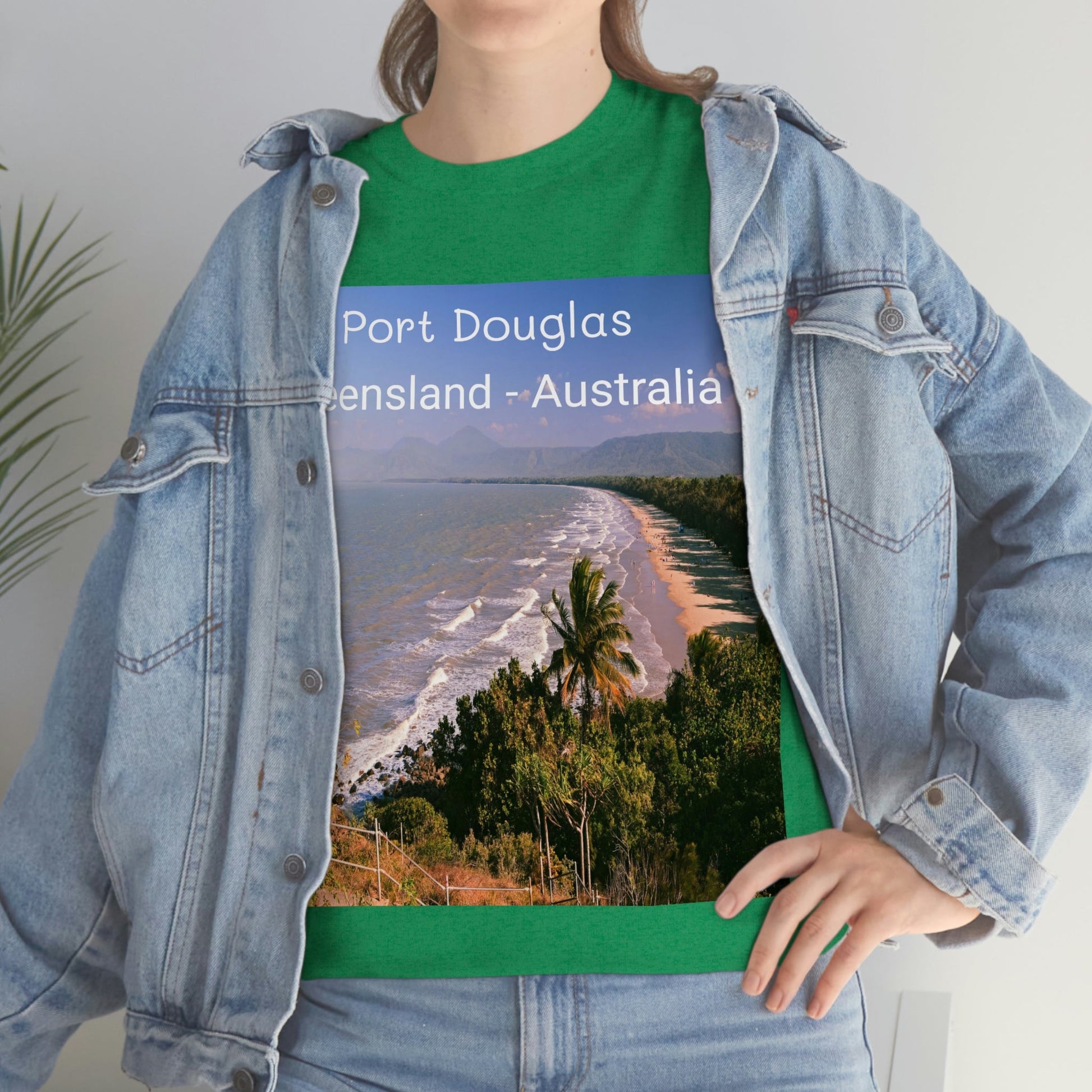 AU-PRINT UNISEX GILDAN 5000 - Heavy Cotton Tee - Douglas Port 4-mile Beach - Australia - Printed in AU by The Print Bar - Green Forest Home