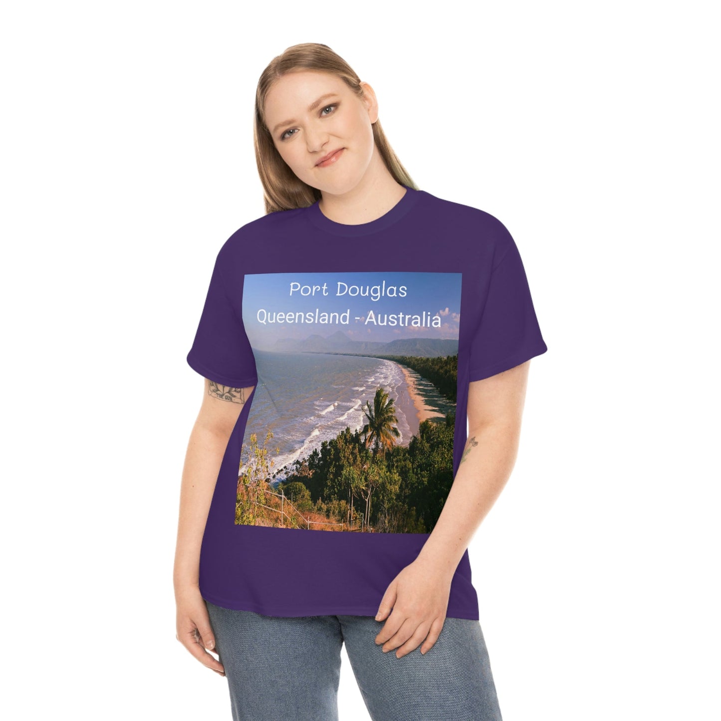 AU-PRINT UNISEX GILDAN 5000 - Heavy Cotton Tee - Douglas Port 4-mile Beach - Australia - Printed in AU by The Print Bar - Green Forest Home