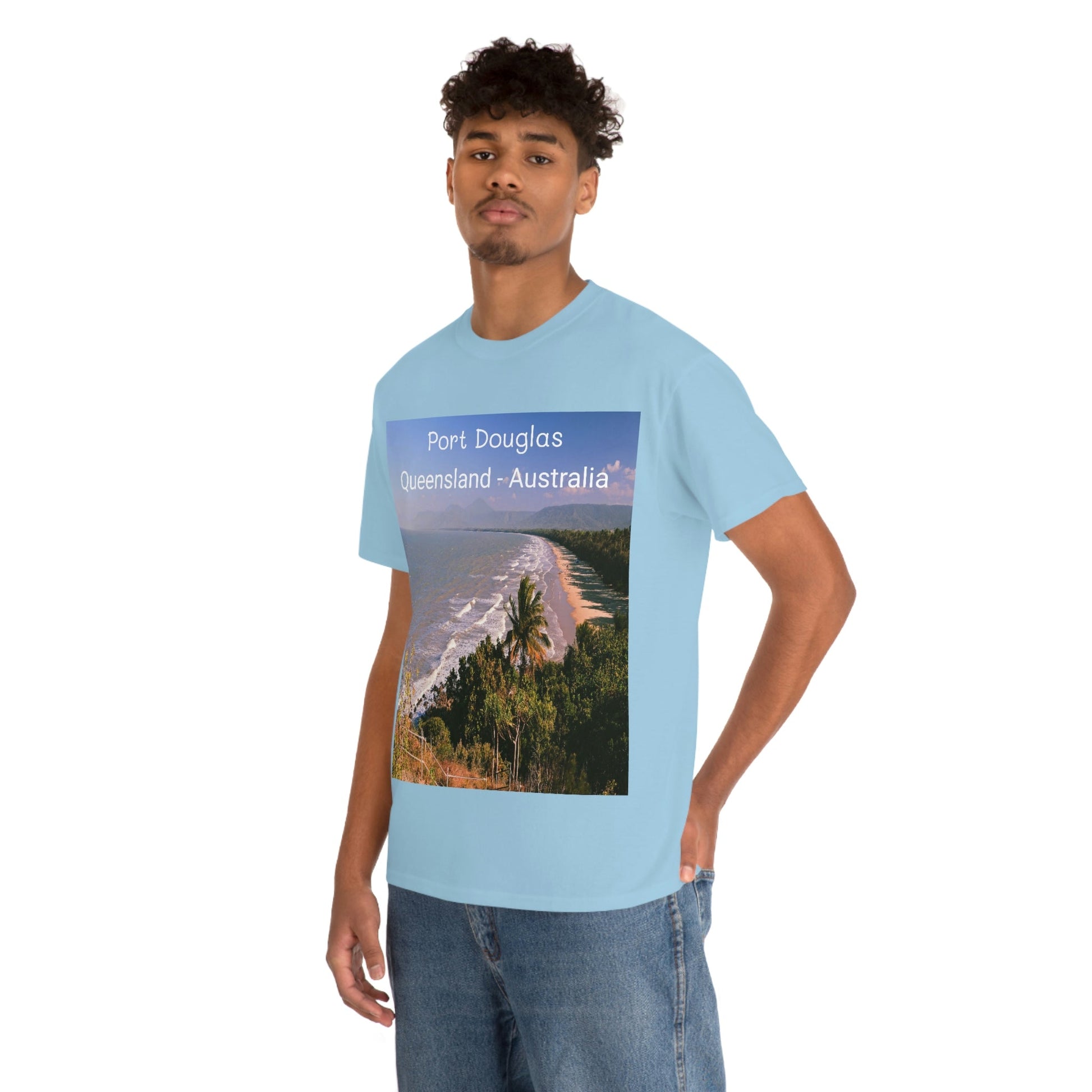 AU-PRINT UNISEX GILDAN 5000 - Heavy Cotton Tee - Douglas Port 4-mile Beach - Australia - Printed in AU by The Print Bar - Green Forest Home