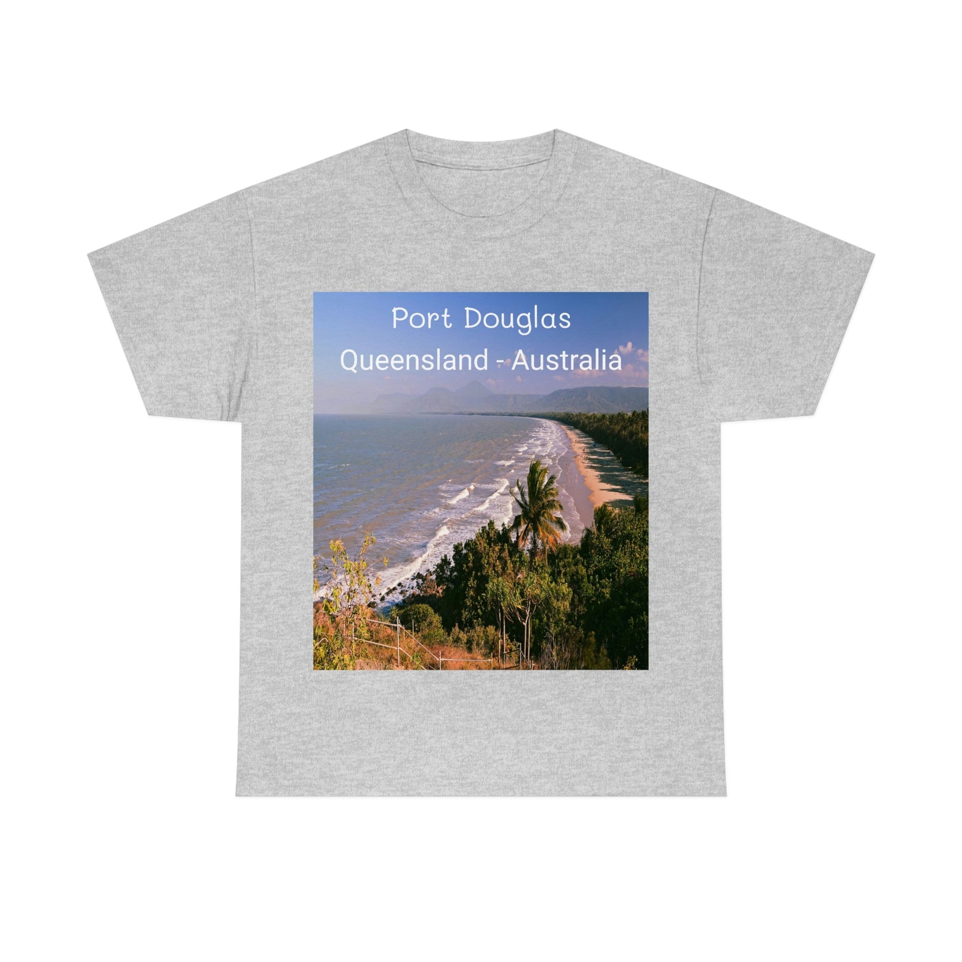 AU-PRINT UNISEX GILDAN 5000 - Heavy Cotton Tee - Douglas Port 4-mile Beach - Australia - Printed in AU by The Print Bar - Green Forest Home