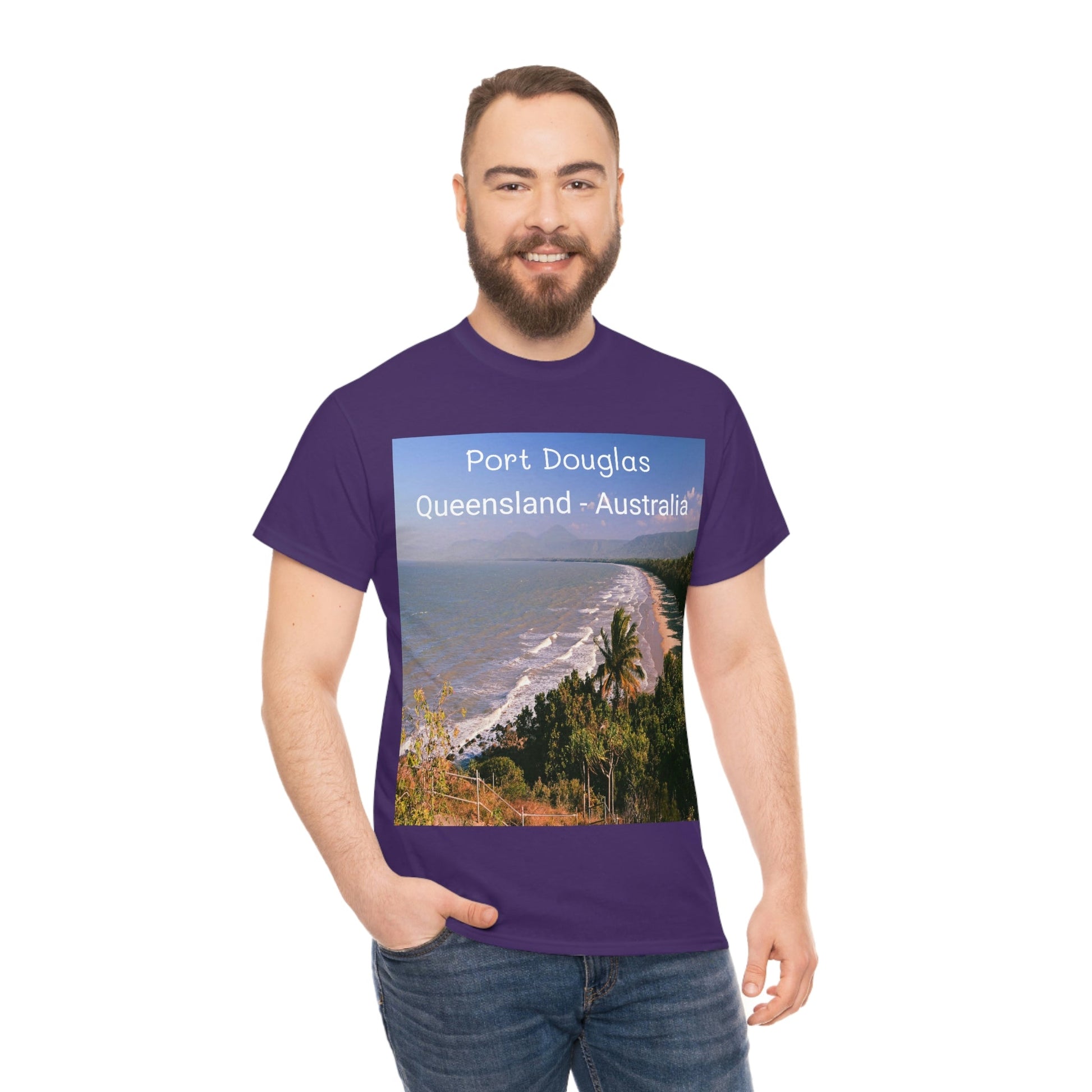 AU-PRINT UNISEX GILDAN 5000 - Heavy Cotton Tee - Douglas Port 4-mile Beach - Australia - Printed in AU by The Print Bar - Green Forest Home