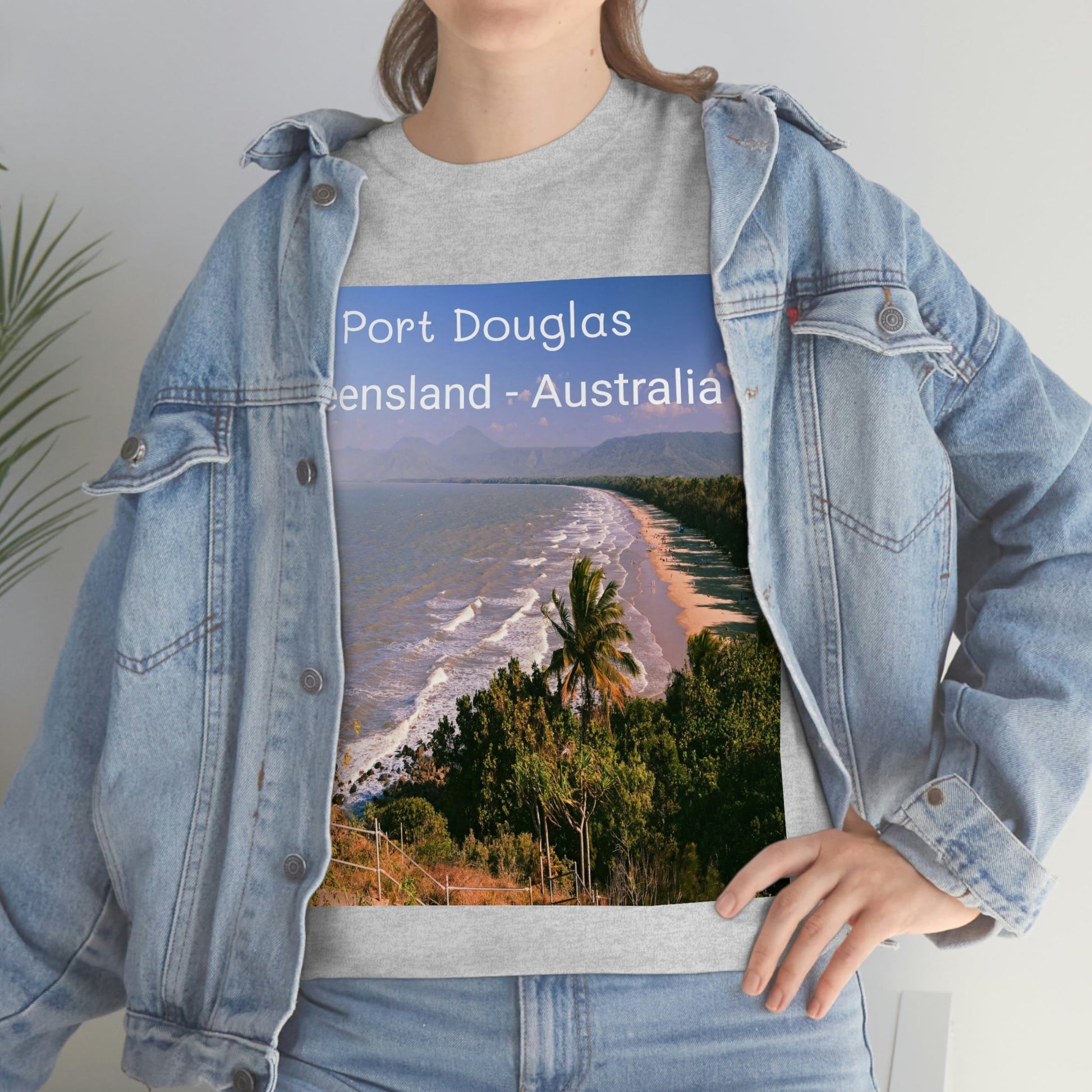 AU-PRINT UNISEX GILDAN 5000 - Heavy Cotton Tee - Douglas Port 4-mile Beach - Australia - Printed in AU by The Print Bar - Green Forest Home