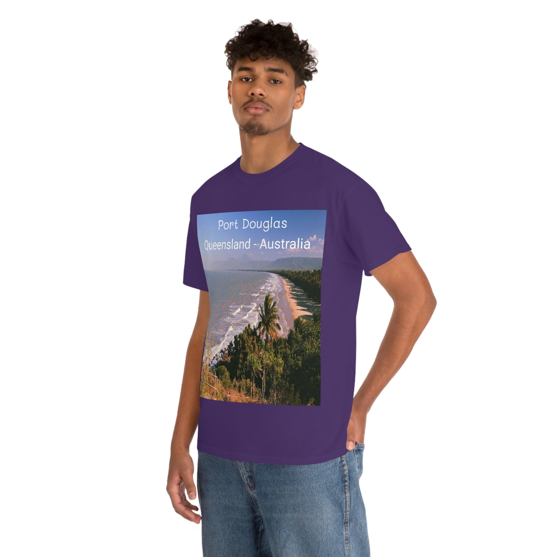 AU-PRINT UNISEX GILDAN 5000 - Heavy Cotton Tee - Douglas Port 4-mile Beach - Australia - Printed in AU by The Print Bar - Green Forest Home