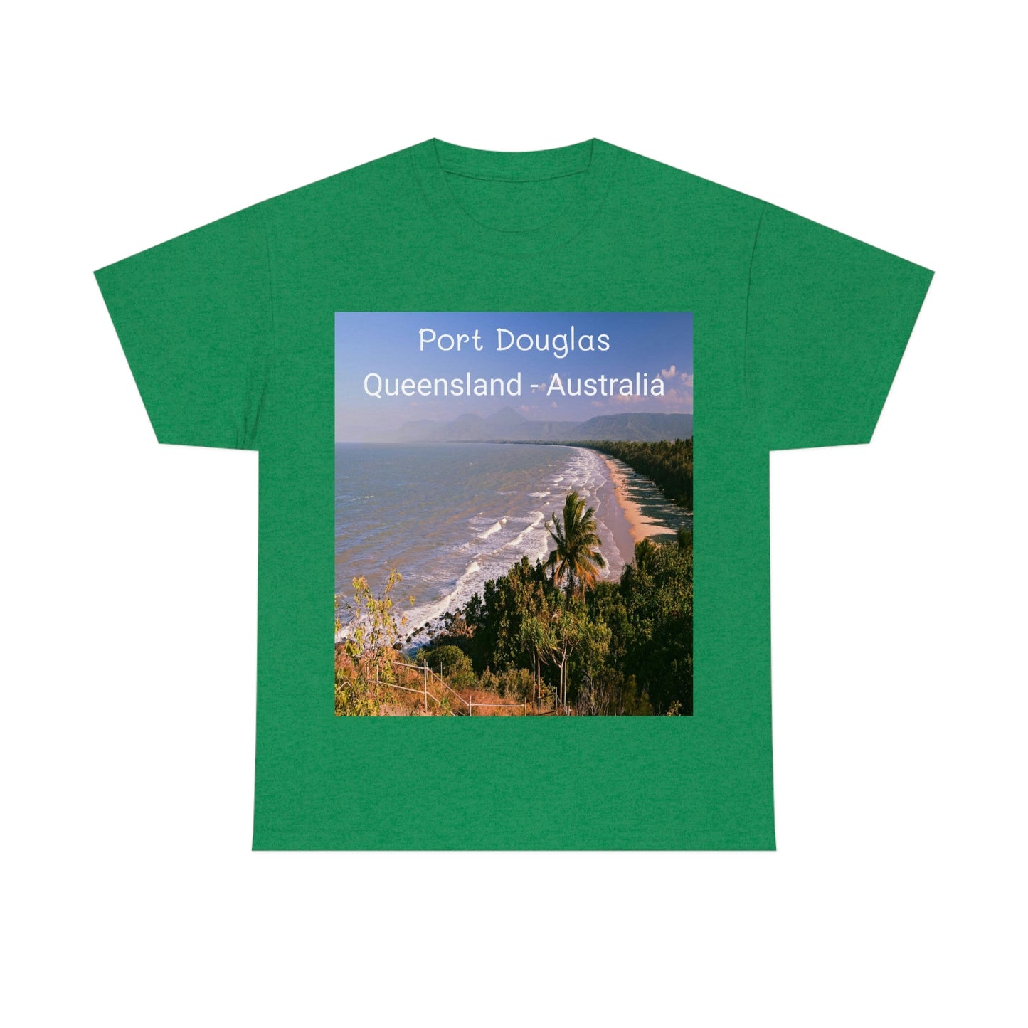 AU-PRINT UNISEX GILDAN 5000 - Heavy Cotton Tee - Douglas Port 4-mile Beach - Australia - Printed in AU by The Print Bar - Green Forest Home