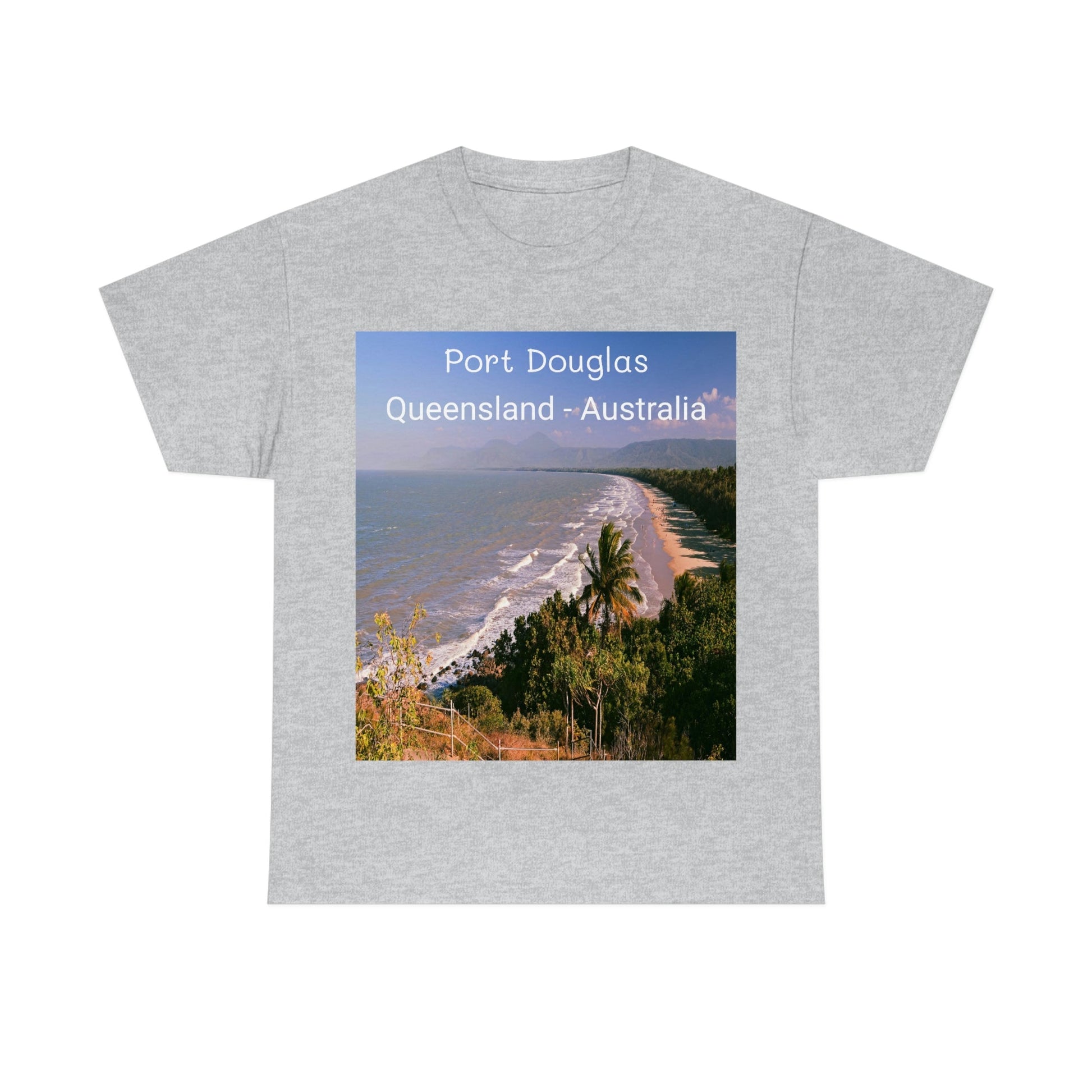 AU-PRINT UNISEX GILDAN 5000 - Heavy Cotton Tee - Douglas Port 4-mile Beach - Australia - Printed in AU by The Print Bar - Green Forest Home