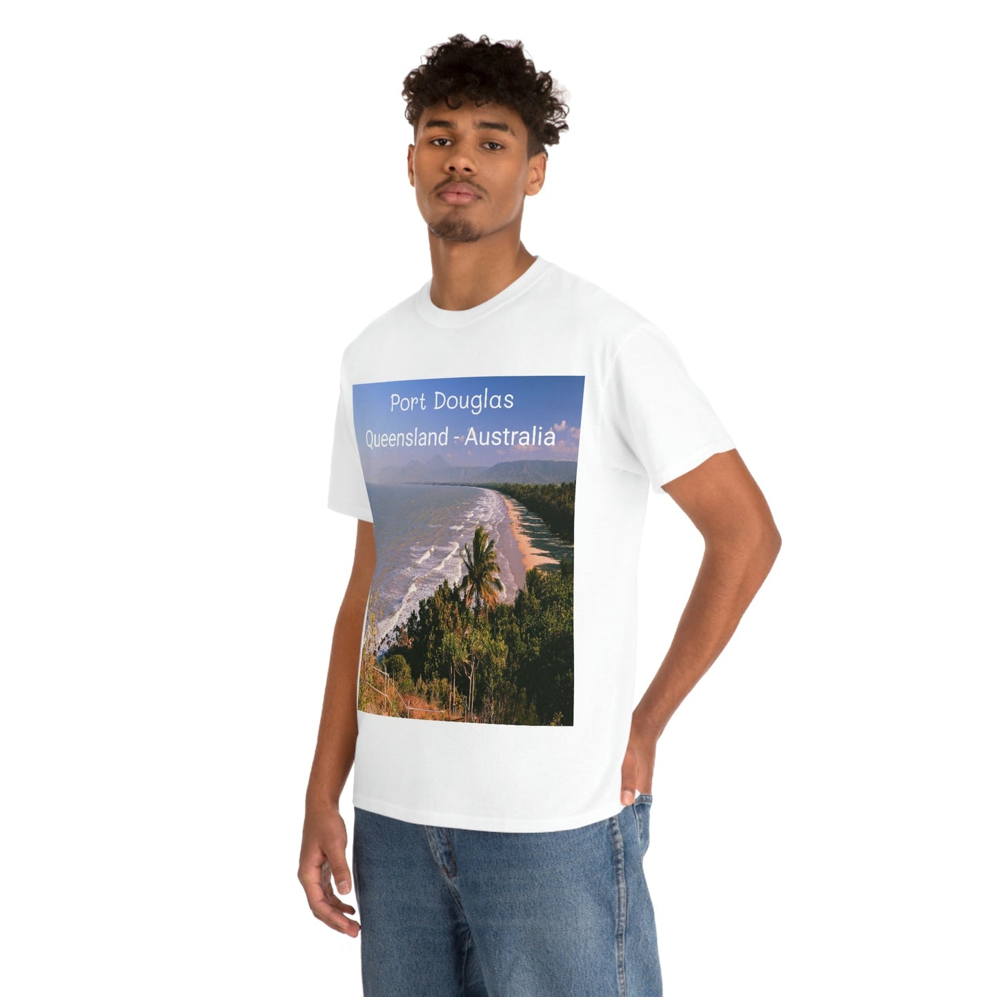 AU-PRINT UNISEX GILDAN 5000 - Heavy Cotton Tee - Douglas Port 4-mile Beach - Australia - Printed in AU by The Print Bar - Green Forest Home