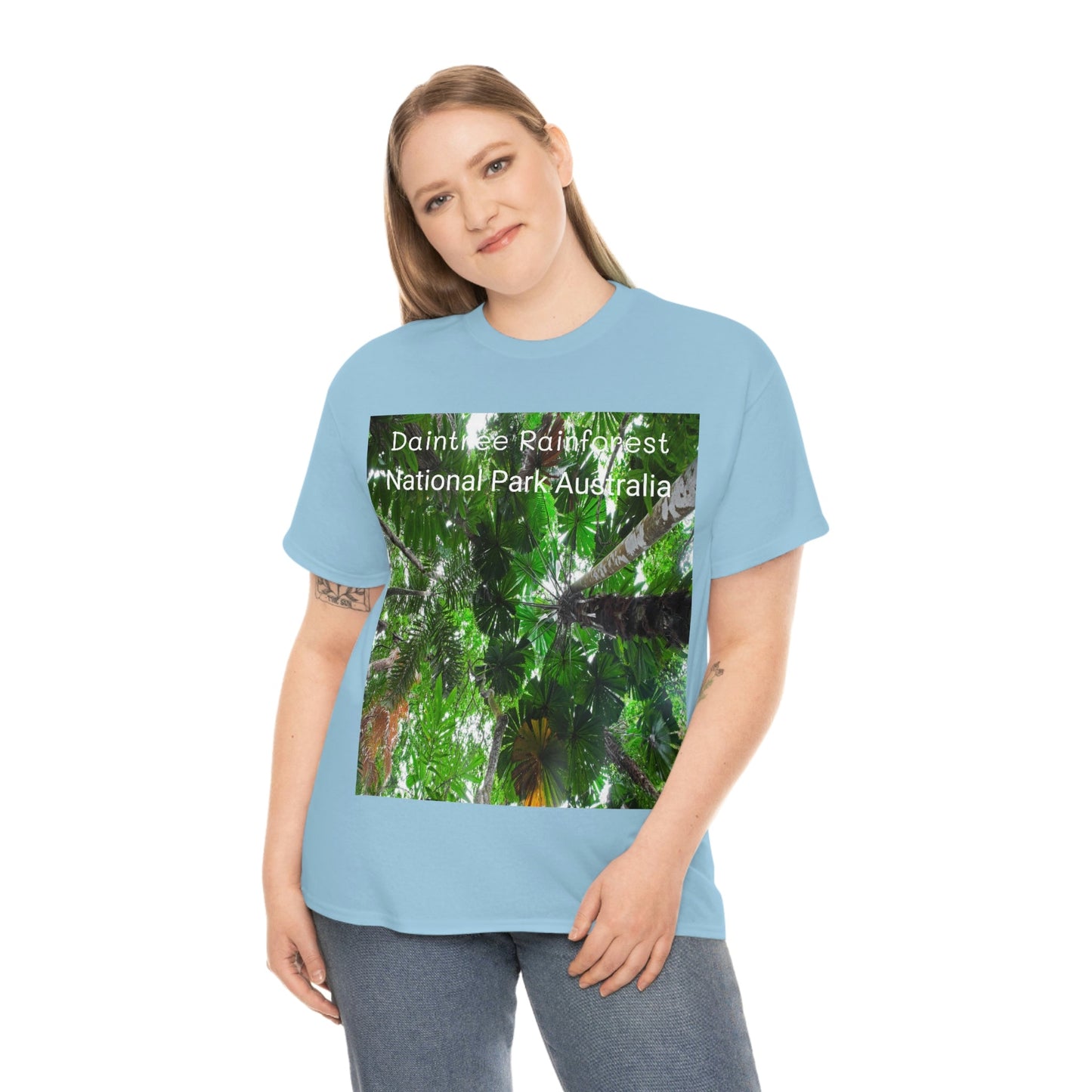 AU-PRINT UNISEX GILDAN 5000 - Heavy Cotton Tee - Fan Palm - DAINTREE RAINFOREST National-Park - Australia - Printed in AU by The Print Bar - Green Forest Home