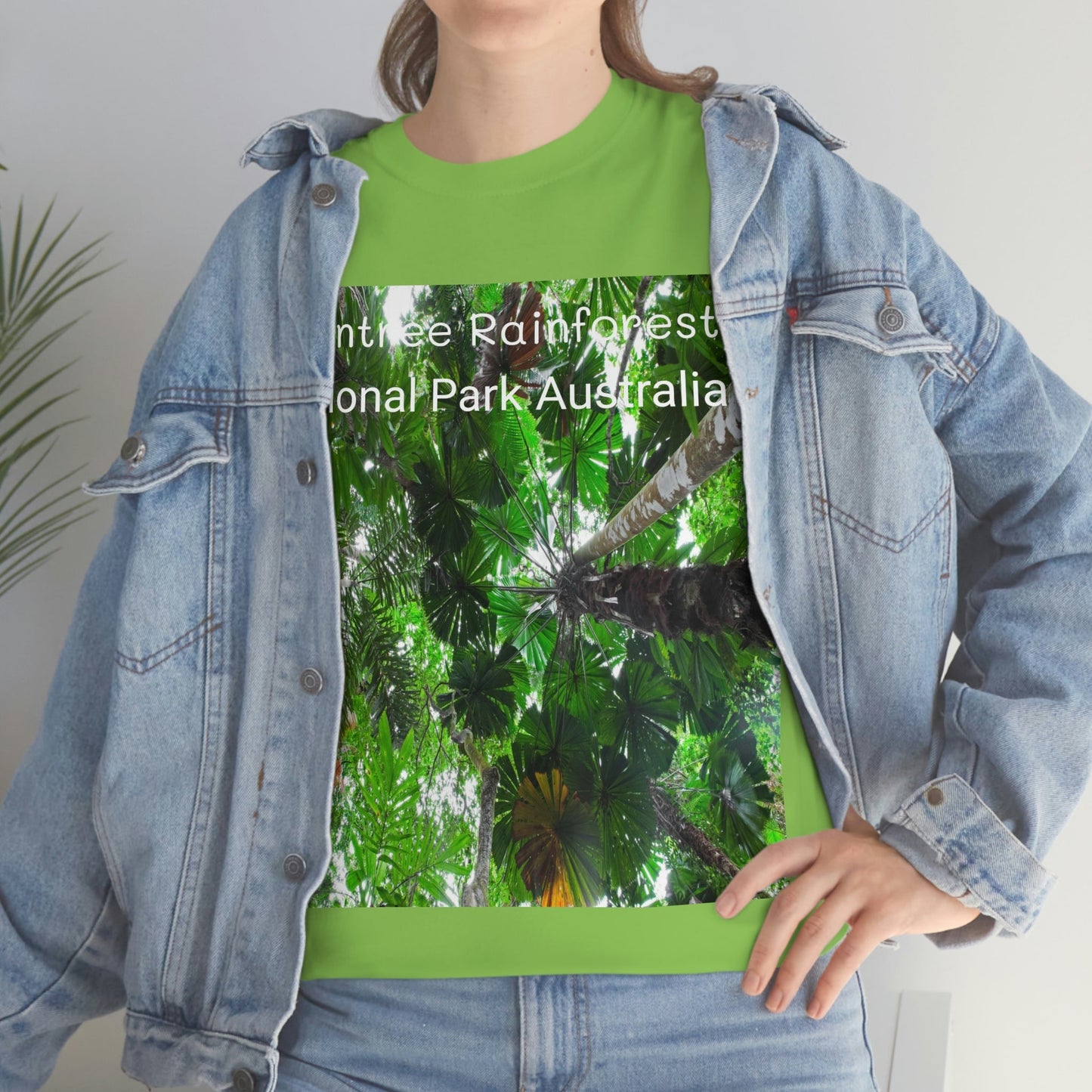 AU-PRINT UNISEX GILDAN 5000 - Heavy Cotton Tee - Fan Palm - DAINTREE RAINFOREST National-Park - Australia - Printed in AU by The Print Bar - Green Forest Home