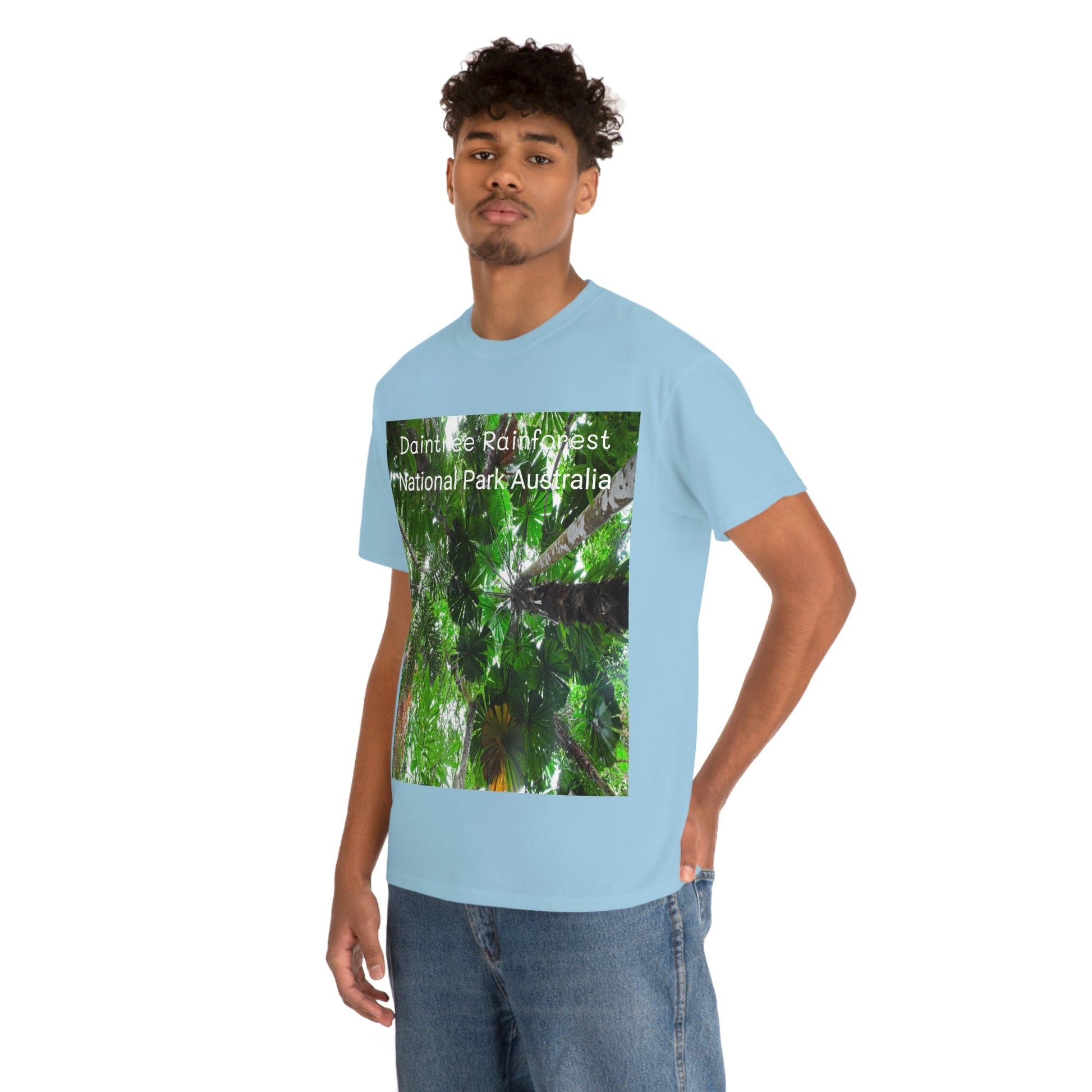 AU-PRINT UNISEX GILDAN 5000 - Heavy Cotton Tee - Fan Palm - DAINTREE RAINFOREST National-Park - Australia - Printed in AU by The Print Bar - Green Forest Home