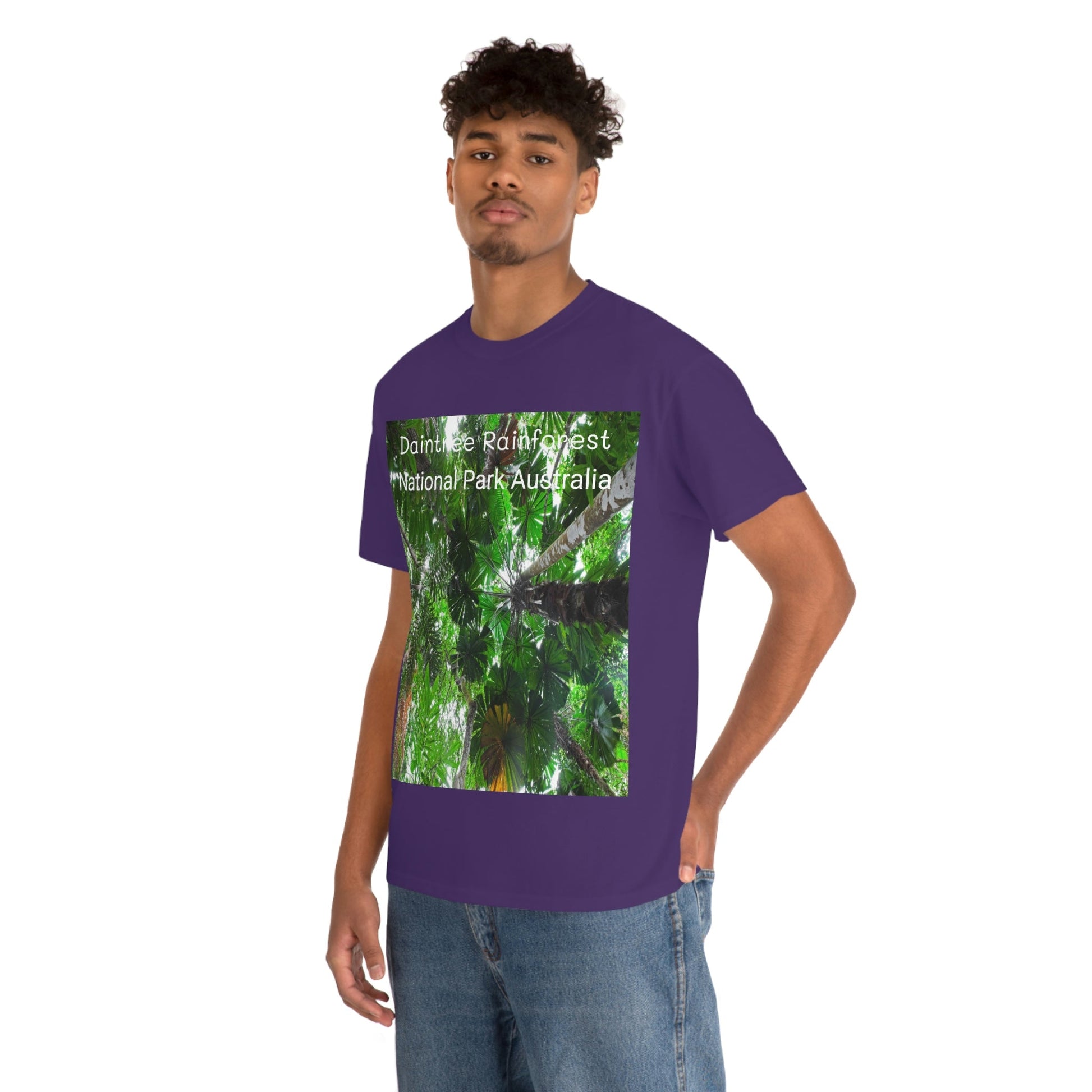 AU-PRINT UNISEX GILDAN 5000 - Heavy Cotton Tee - Fan Palm - DAINTREE RAINFOREST National-Park - Australia - Printed in AU by The Print Bar - Green Forest Home