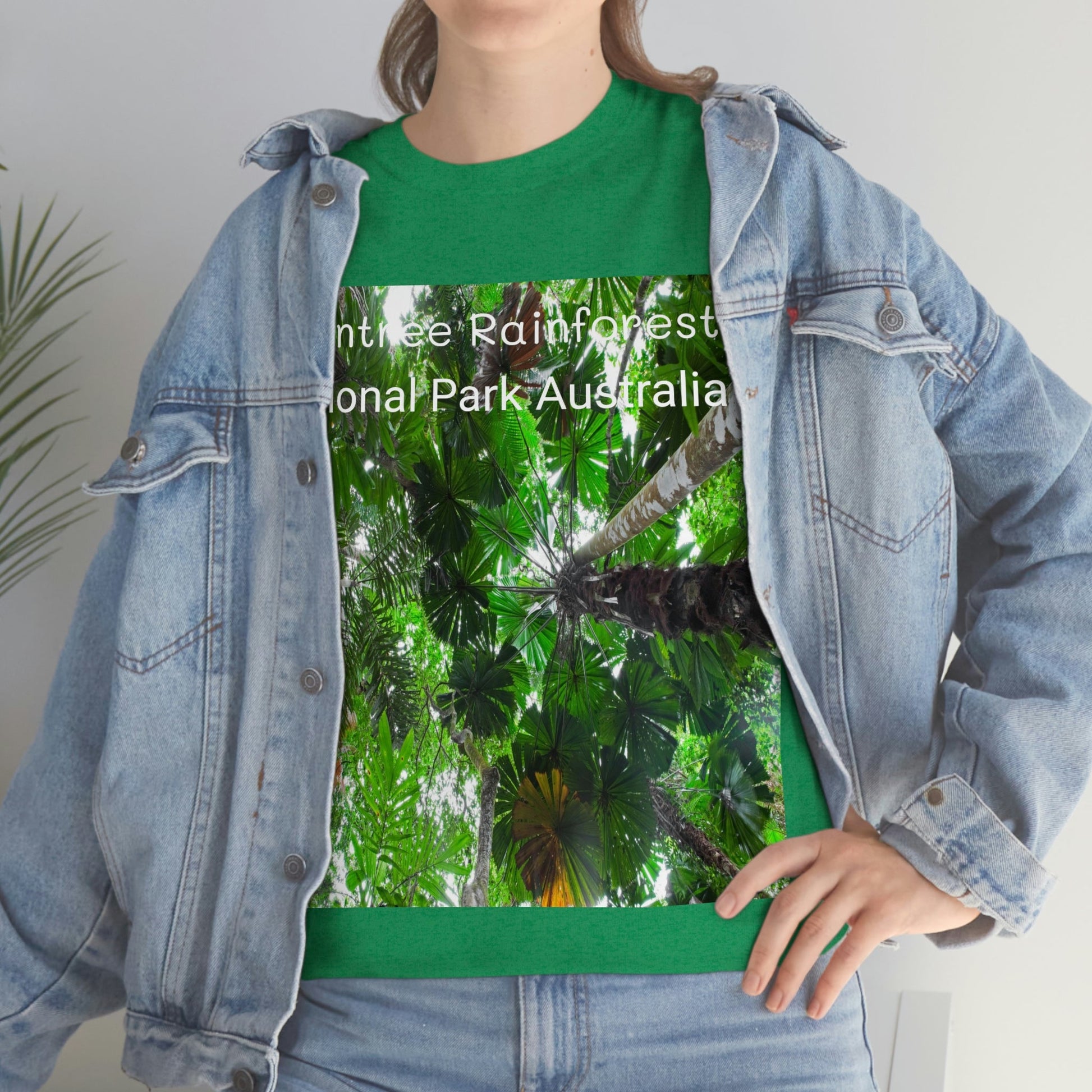 AU-PRINT UNISEX GILDAN 5000 - Heavy Cotton Tee - Fan Palm - DAINTREE RAINFOREST National-Park - Australia - Printed in AU by The Print Bar - Green Forest Home