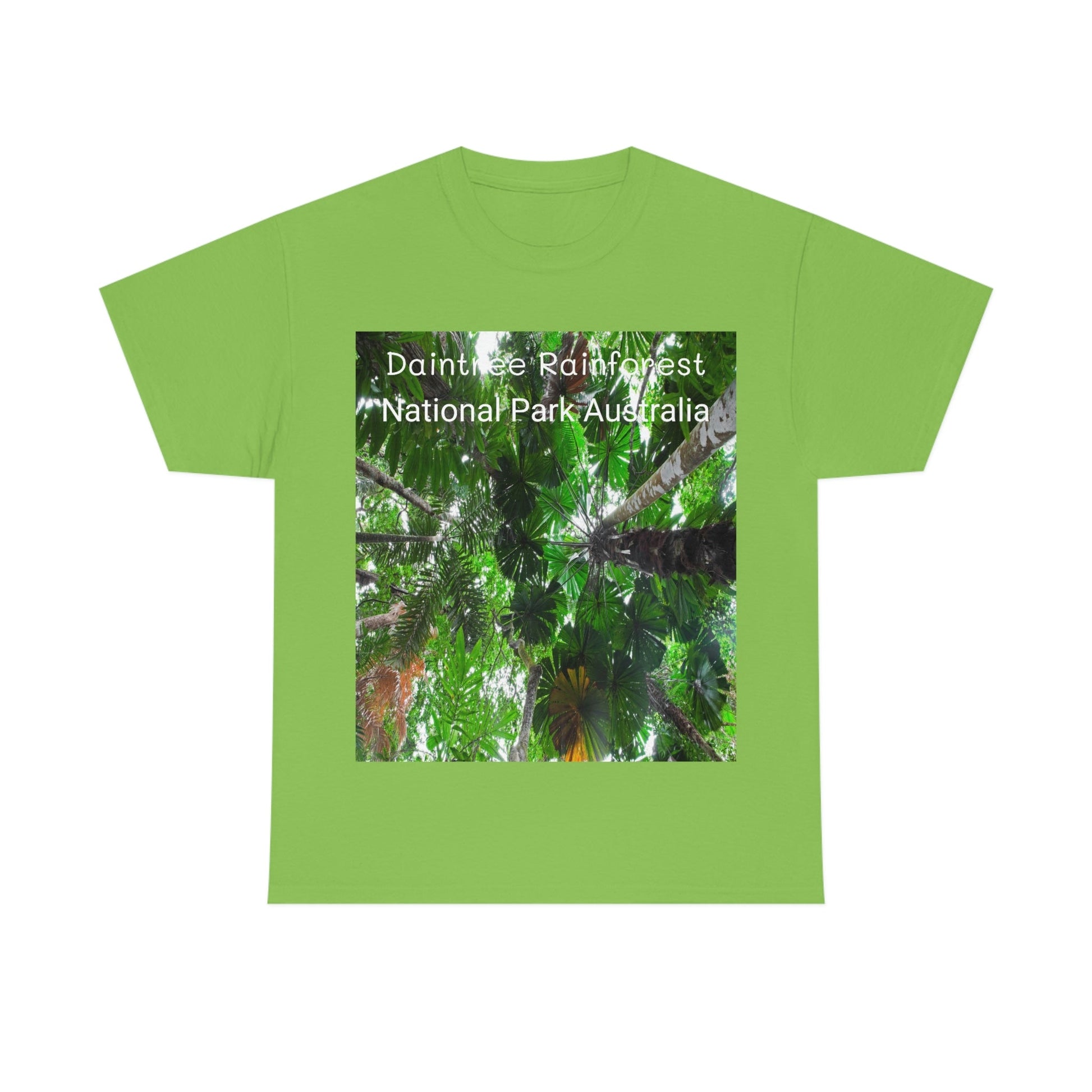 AU-PRINT UNISEX GILDAN 5000 - Heavy Cotton Tee - Fan Palm - DAINTREE RAINFOREST National-Park - Australia - Printed in AU by The Print Bar - Green Forest Home