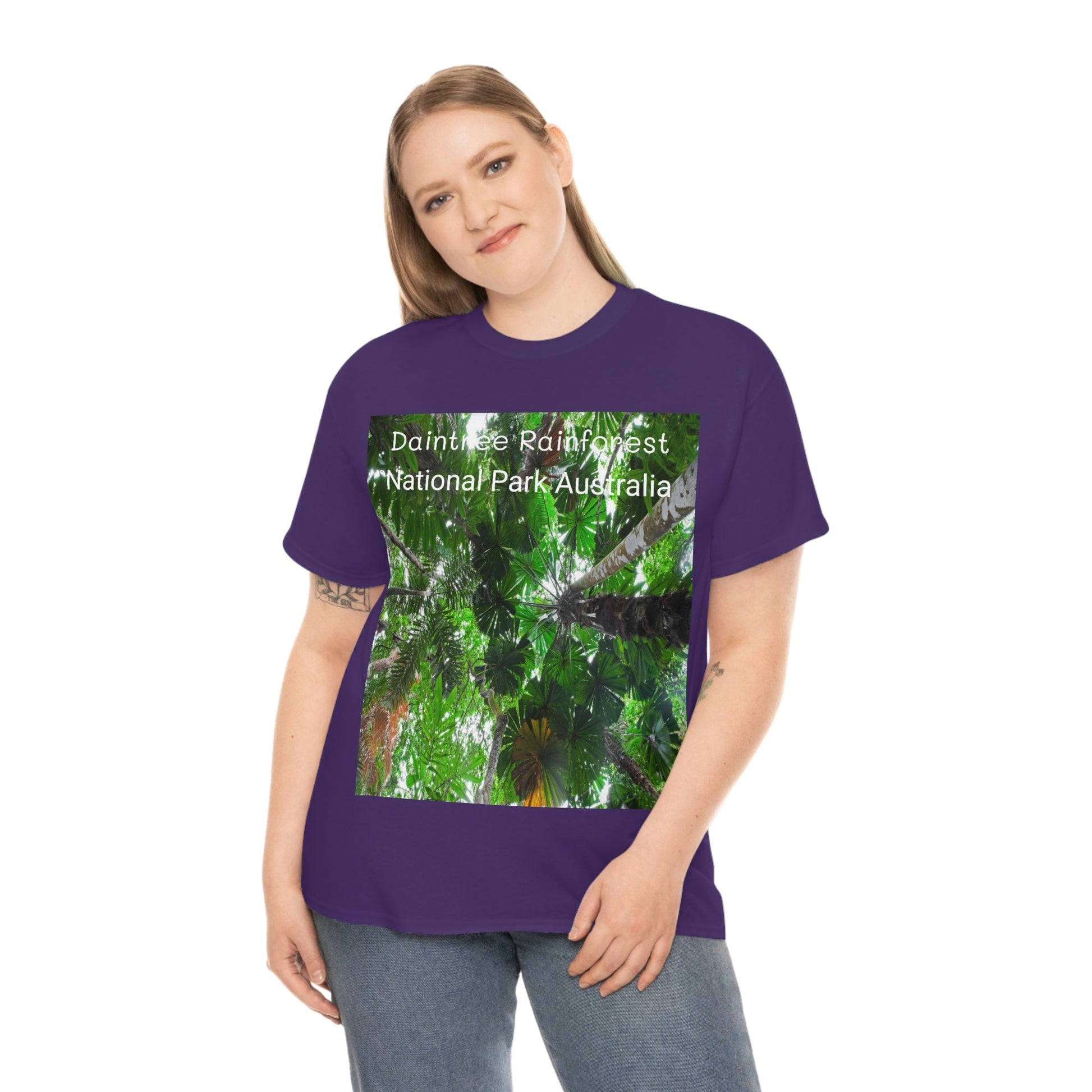 AU-PRINT UNISEX GILDAN 5000 - Heavy Cotton Tee - Fan Palm - DAINTREE RAINFOREST National-Park - Australia - Printed in AU by The Print Bar - Green Forest Home