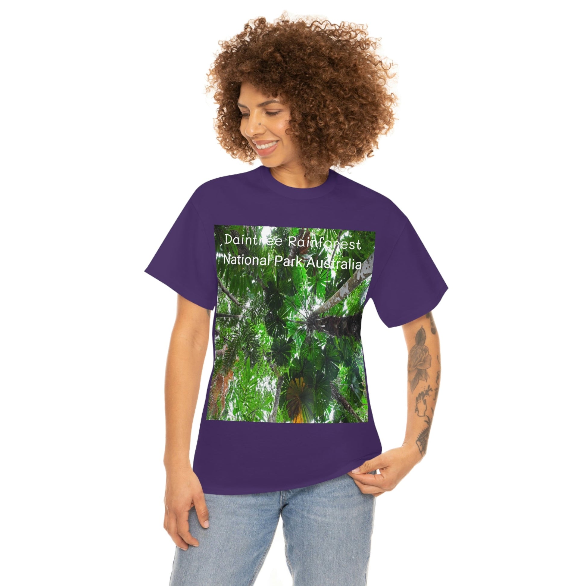 AU-PRINT UNISEX GILDAN 5000 - Heavy Cotton Tee - Fan Palm - DAINTREE RAINFOREST National-Park - Australia - Printed in AU by The Print Bar - Green Forest Home