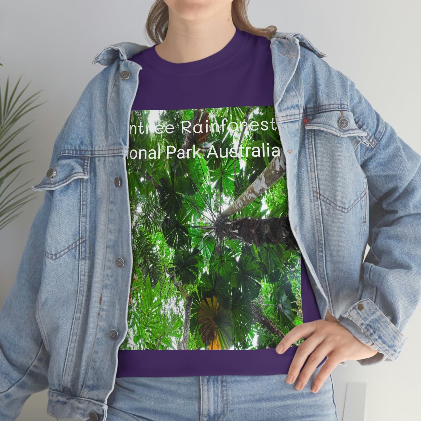 AU-PRINT UNISEX GILDAN 5000 - Heavy Cotton Tee - Fan Palm - DAINTREE RAINFOREST National-Park - Australia - Printed in AU by The Print Bar - Green Forest Home