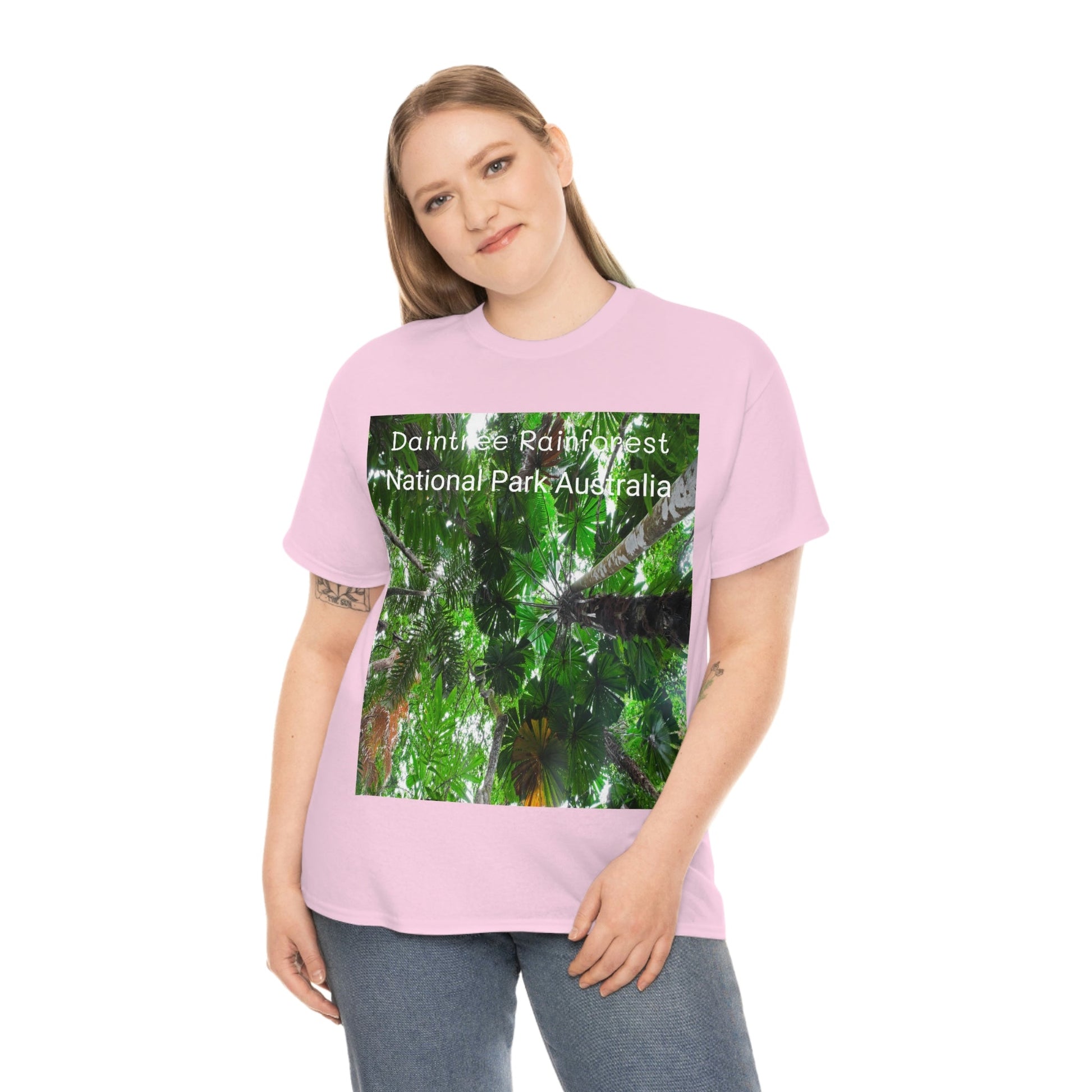 AU-PRINT UNISEX GILDAN 5000 - Heavy Cotton Tee - Fan Palm - DAINTREE RAINFOREST National-Park - Australia - Printed in AU by The Print Bar - Green Forest Home