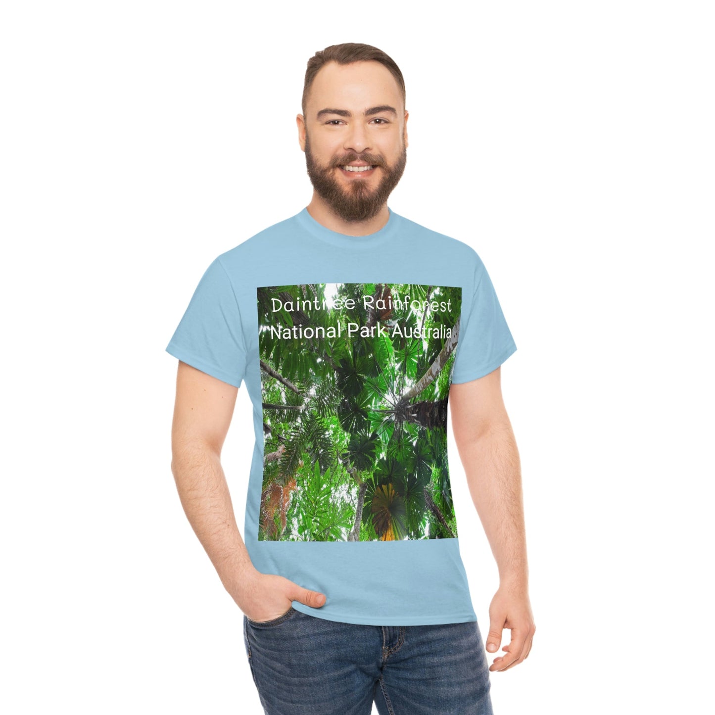 AU-PRINT UNISEX GILDAN 5000 - Heavy Cotton Tee - Fan Palm - DAINTREE RAINFOREST National-Park - Australia - Printed in AU by The Print Bar - Green Forest Home