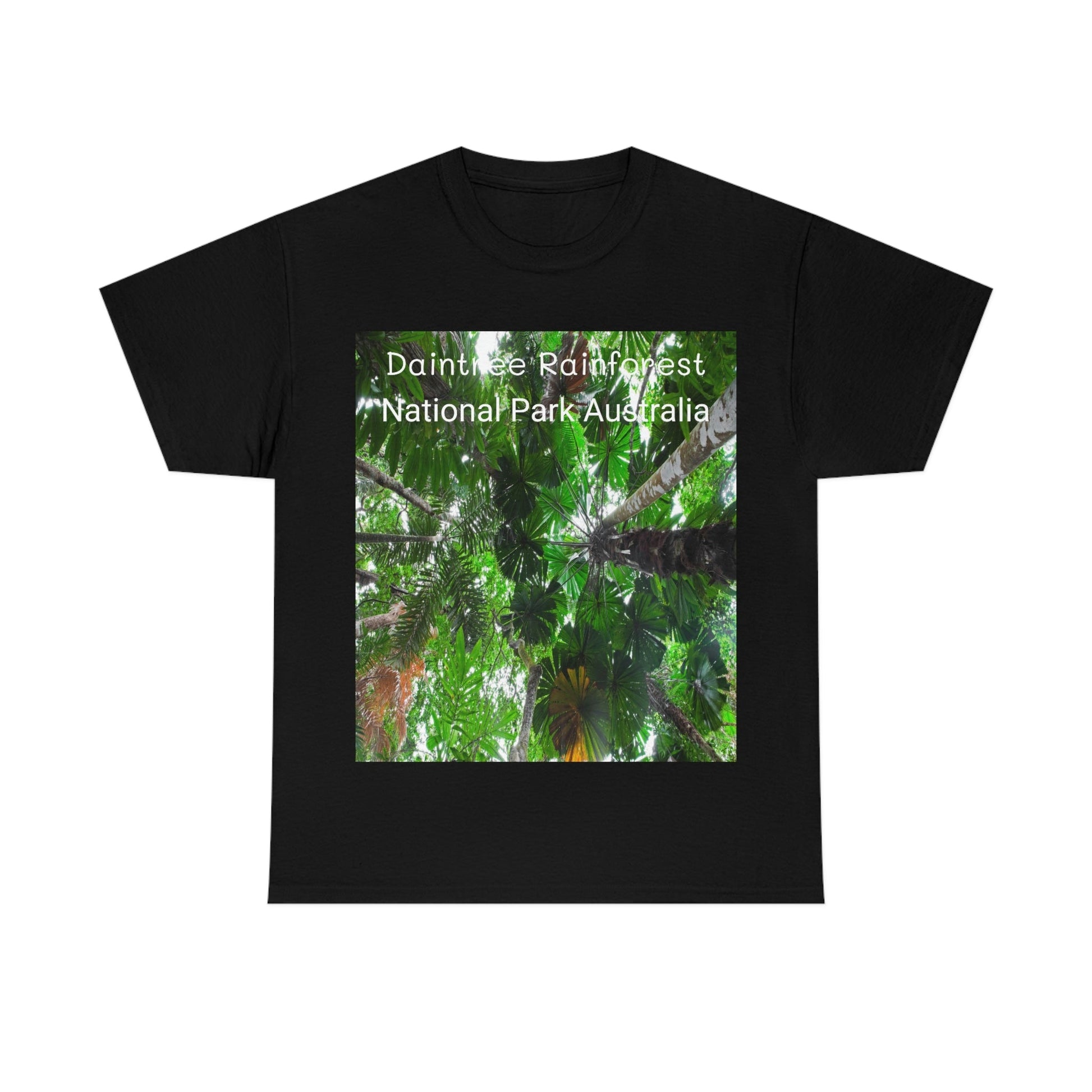 AU-PRINT UNISEX GILDAN 5000 - Heavy Cotton Tee - Fan Palm - DAINTREE RAINFOREST National-Park - Australia - Printed in AU by The Print Bar - Green Forest Home