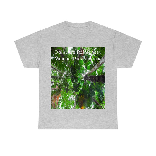 AU-PRINT UNISEX GILDAN 5000 - Heavy Cotton Tee - Fan Palm - DAINTREE RAINFOREST National-Park - Australia - Printed in AU by The Print Bar - Green Forest Home