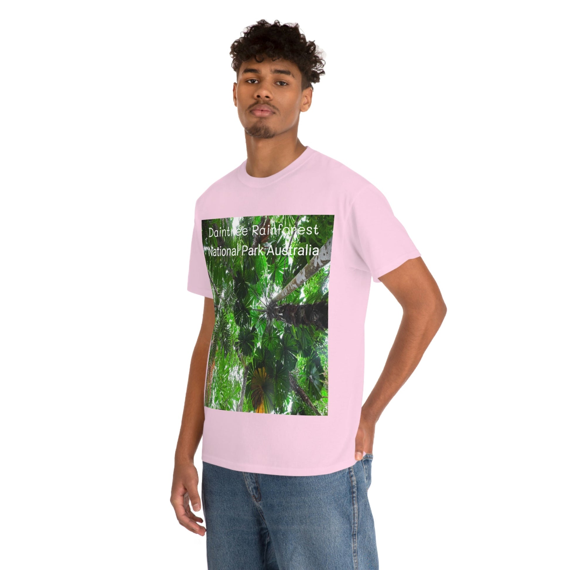 AU-PRINT UNISEX GILDAN 5000 - Heavy Cotton Tee - Fan Palm - DAINTREE RAINFOREST National-Park - Australia - Printed in AU by The Print Bar - Green Forest Home