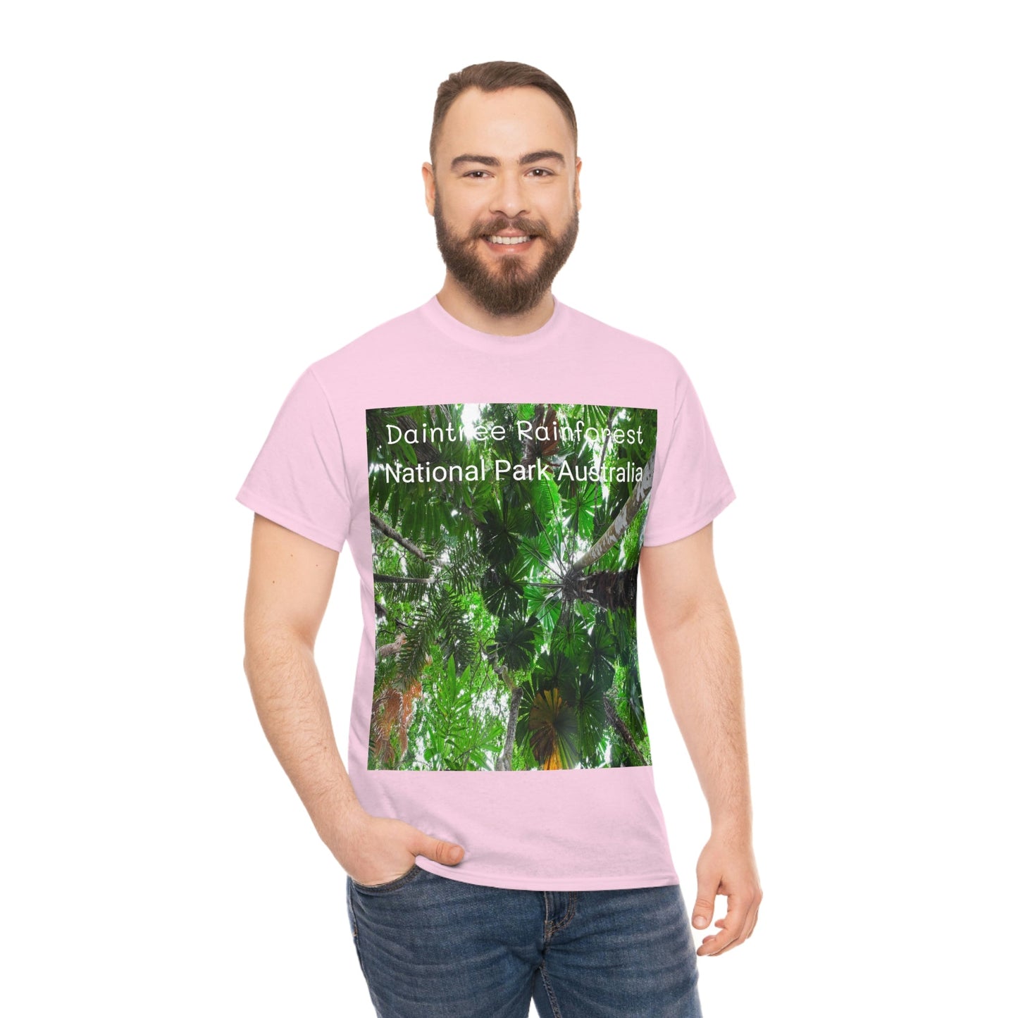 AU-PRINT UNISEX GILDAN 5000 - Heavy Cotton Tee - Fan Palm - DAINTREE RAINFOREST National-Park - Australia - Printed in AU by The Print Bar - Green Forest Home