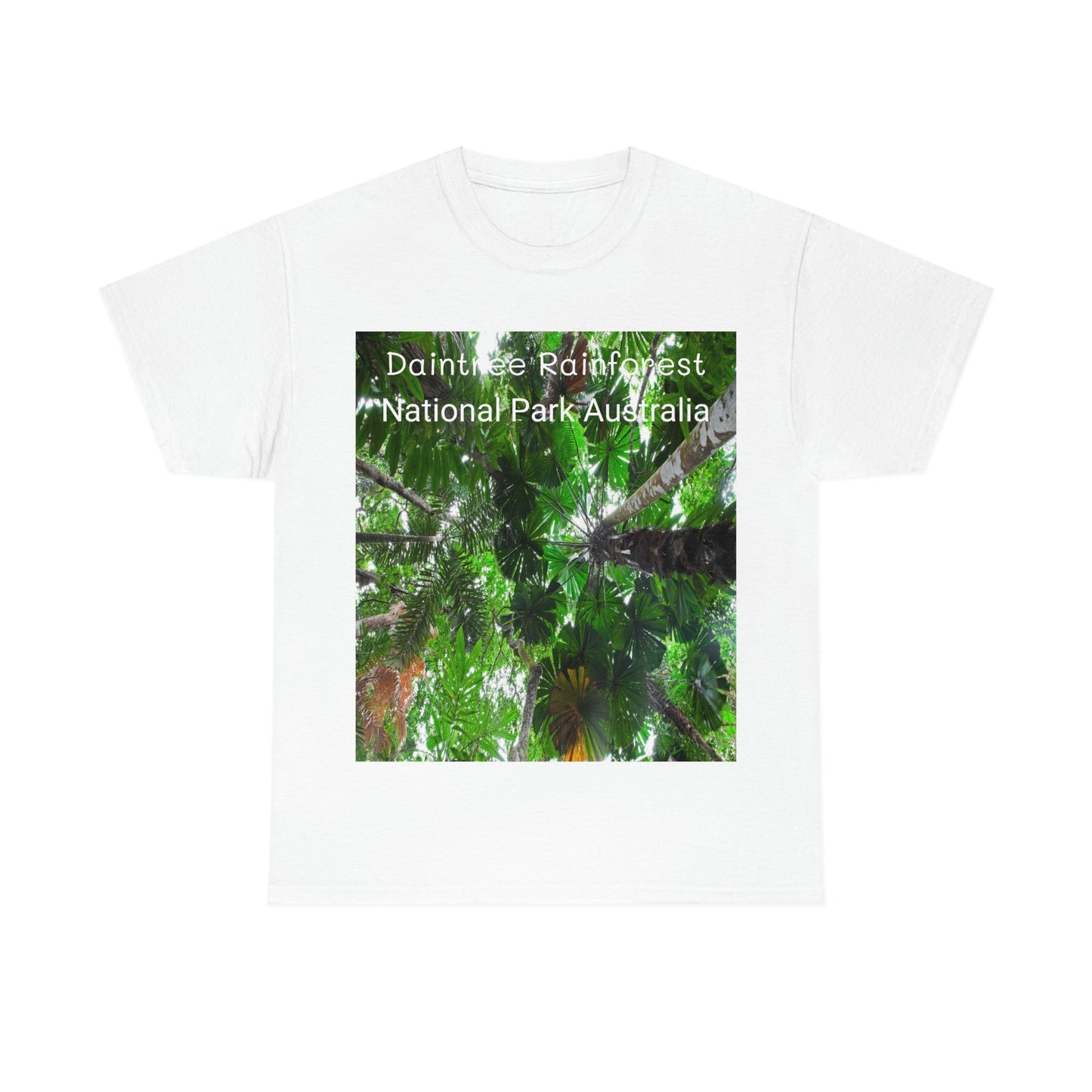 AU-PRINT UNISEX GILDAN 5000 - Heavy Cotton Tee - Fan Palm - DAINTREE RAINFOREST National-Park - Australia - Printed in AU by The Print Bar - Green Forest Home