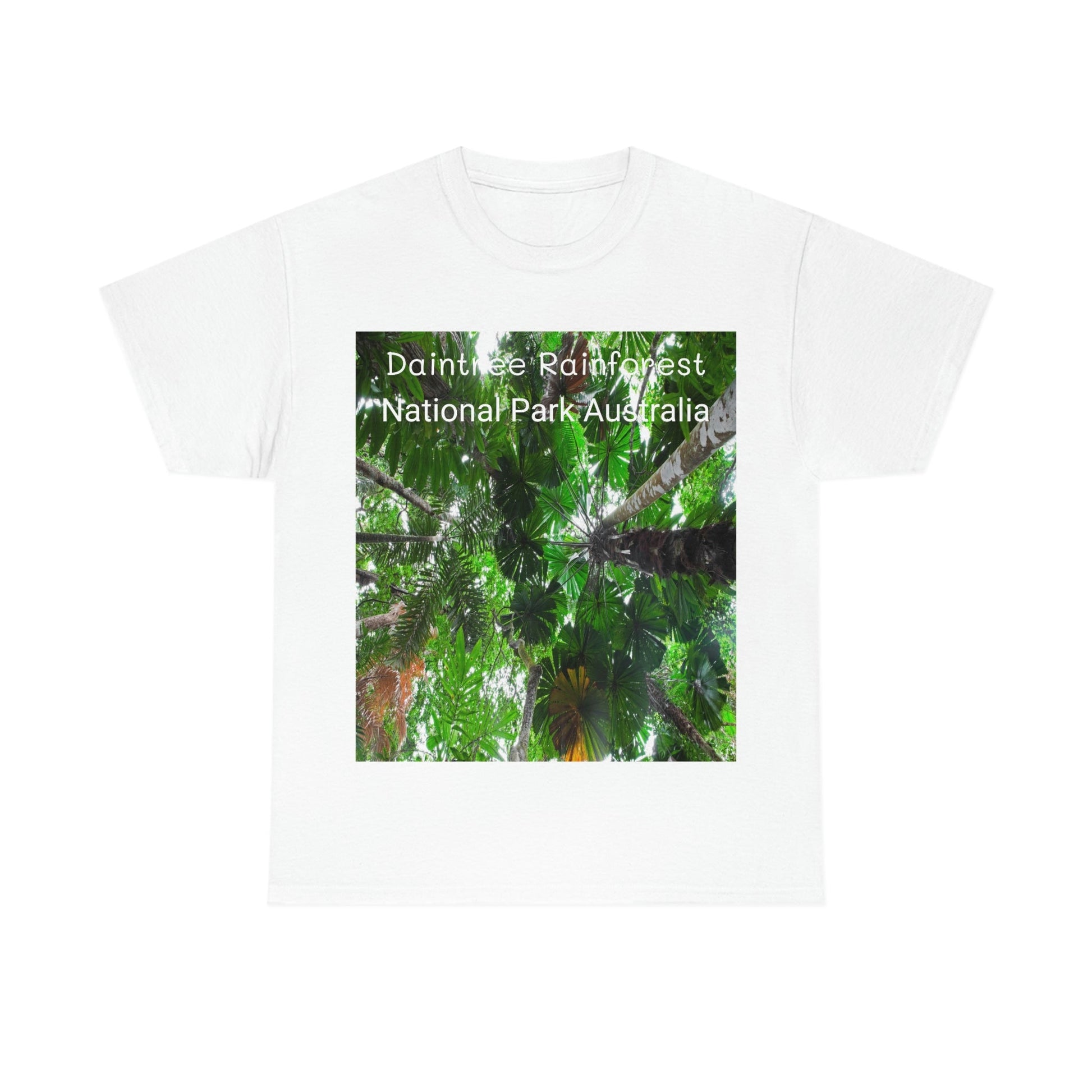 AU-PRINT UNISEX GILDAN 5000 - Heavy Cotton Tee - Fan Palm - DAINTREE RAINFOREST National-Park - Australia - Printed in AU by The Print Bar - Green Forest Home