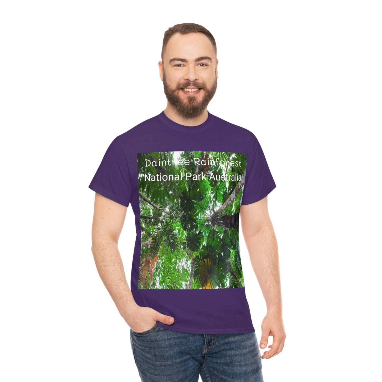 AU-PRINT UNISEX GILDAN 5000 - Heavy Cotton Tee - Fan Palm - DAINTREE RAINFOREST National-Park - Australia - Printed in AU by The Print Bar - Green Forest Home