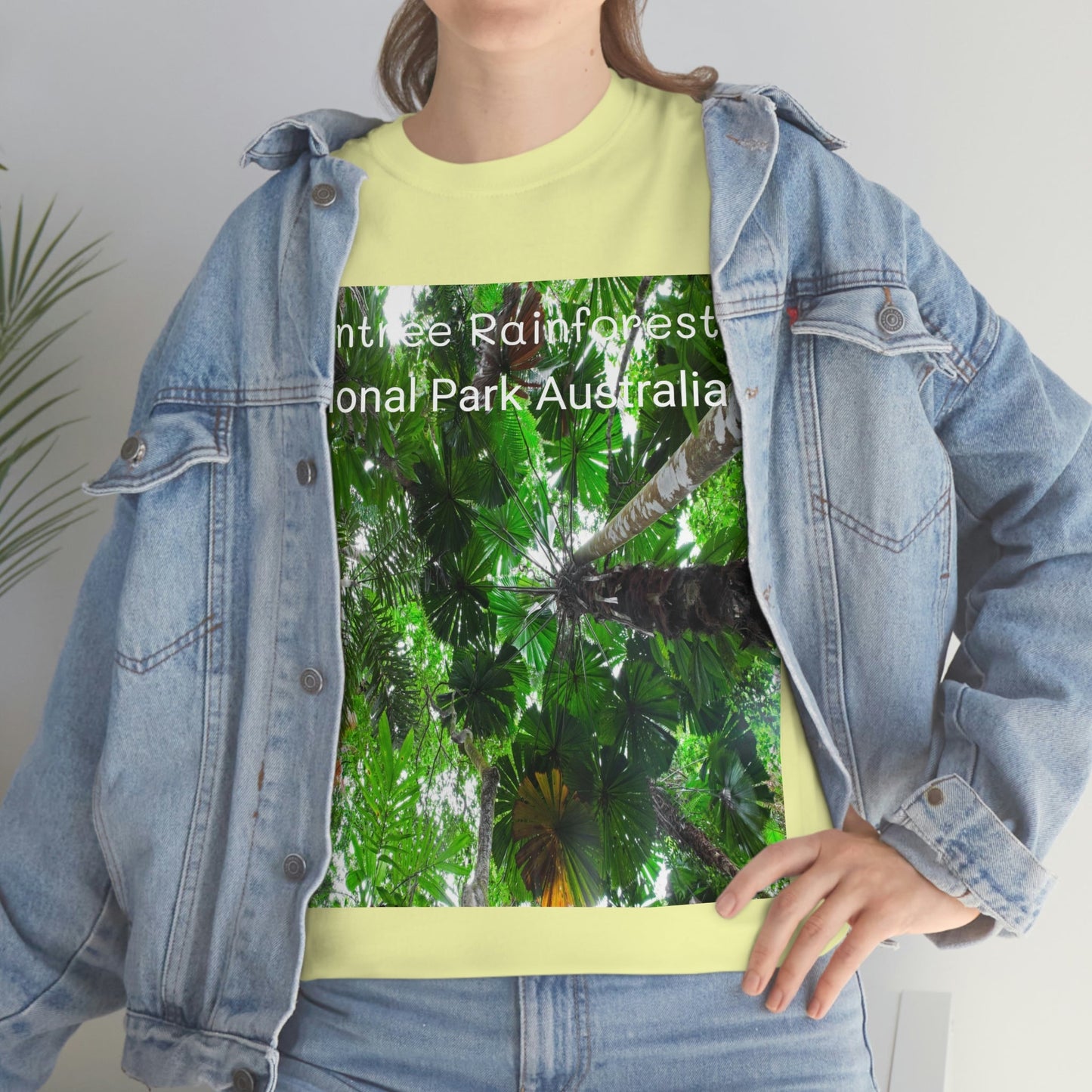 AU-PRINT UNISEX GILDAN 5000 - Heavy Cotton Tee - Fan Palm - DAINTREE RAINFOREST National-Park - Australia - Printed in AU by The Print Bar - Green Forest Home